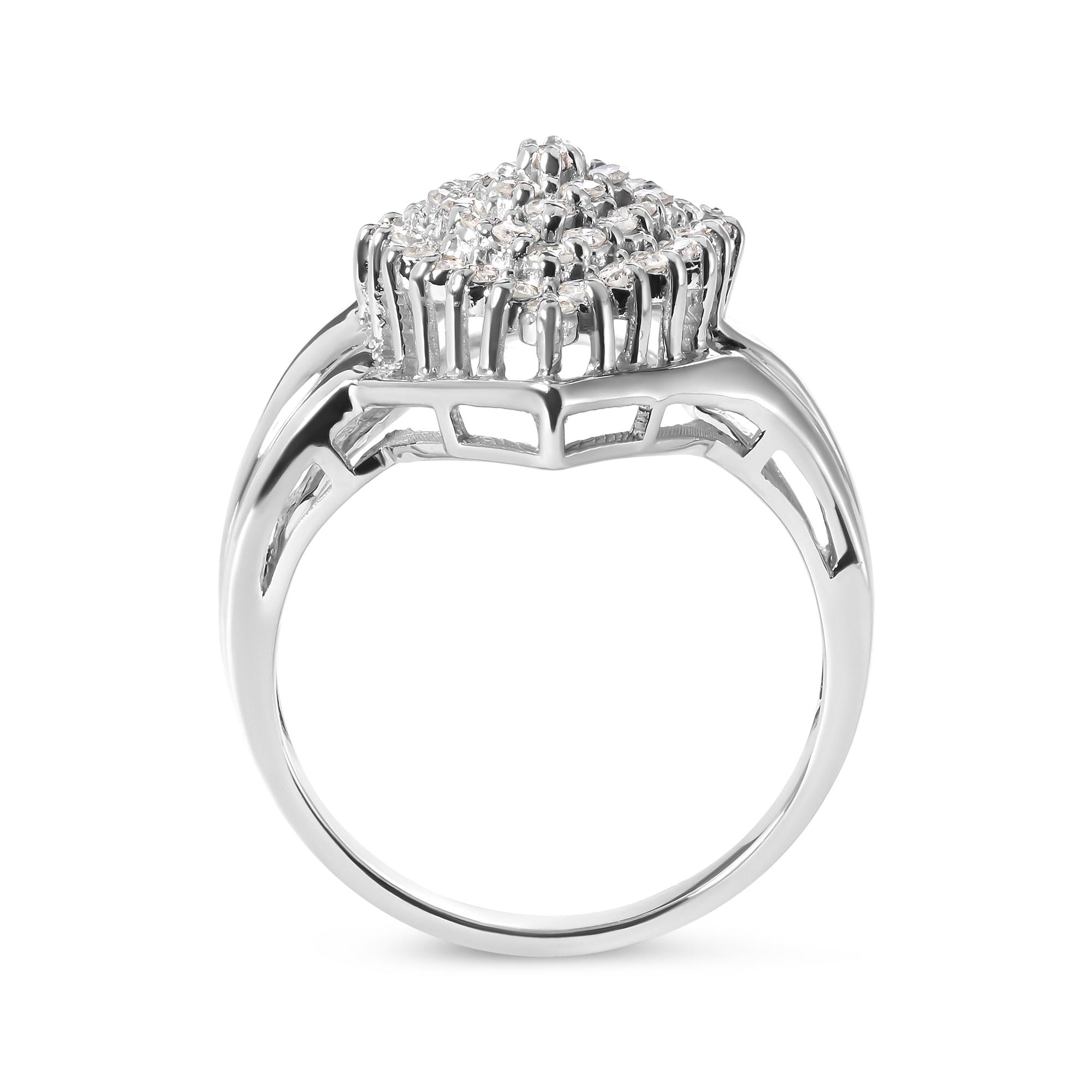 10K White Gold 1/2 Cttw Diamond Pear Shaped Cluster Ring (H-I Color, I1-I2 Clarity) - Friggin Jewelry