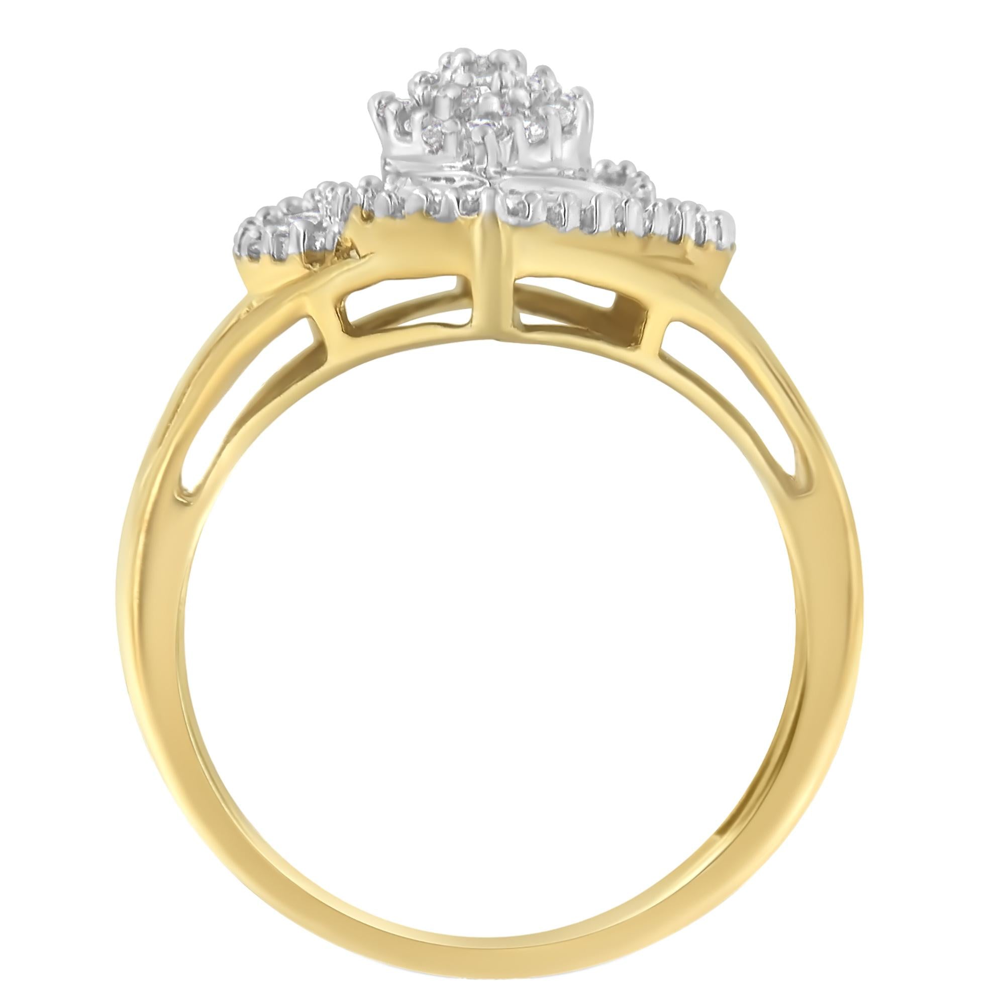 10K Yellow Gold Diamond Cocktail Ring (1/2 Cttw, J-K Color, I2-I3 Clarity) - Friggin Jewelry