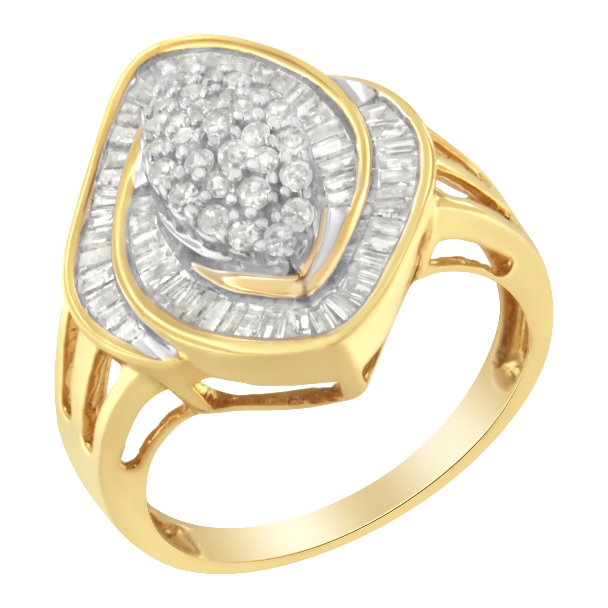 10K Yellow Gold Diamond Cluster Ring (3/4 Cttw, J-K Color, I2-I3 Clarity) - Friggin Jewelry