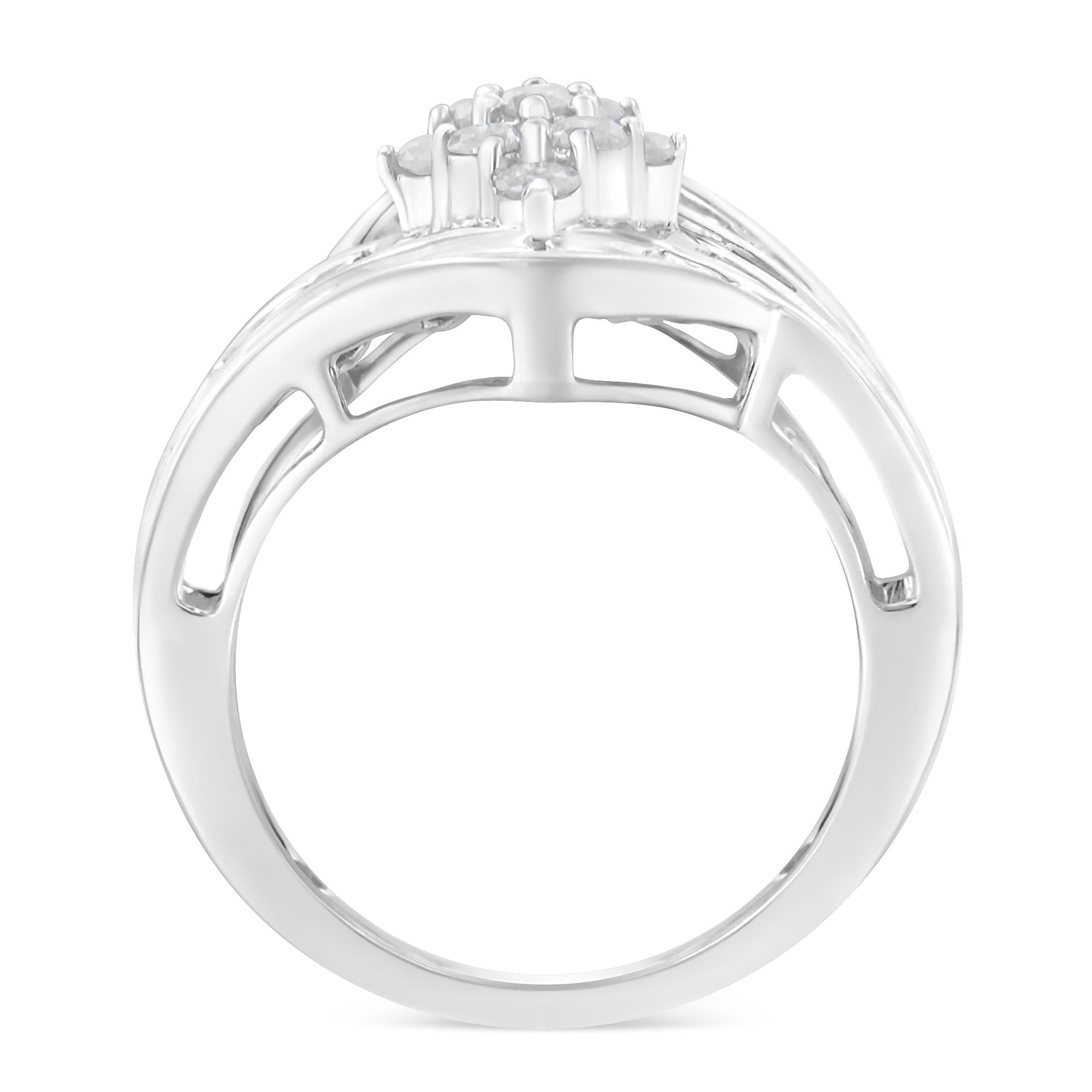 Anello con diamanti in oro bianco 10 carati (1 carato, colore IJ, purezza I2-I3) - Friggin Jewelry