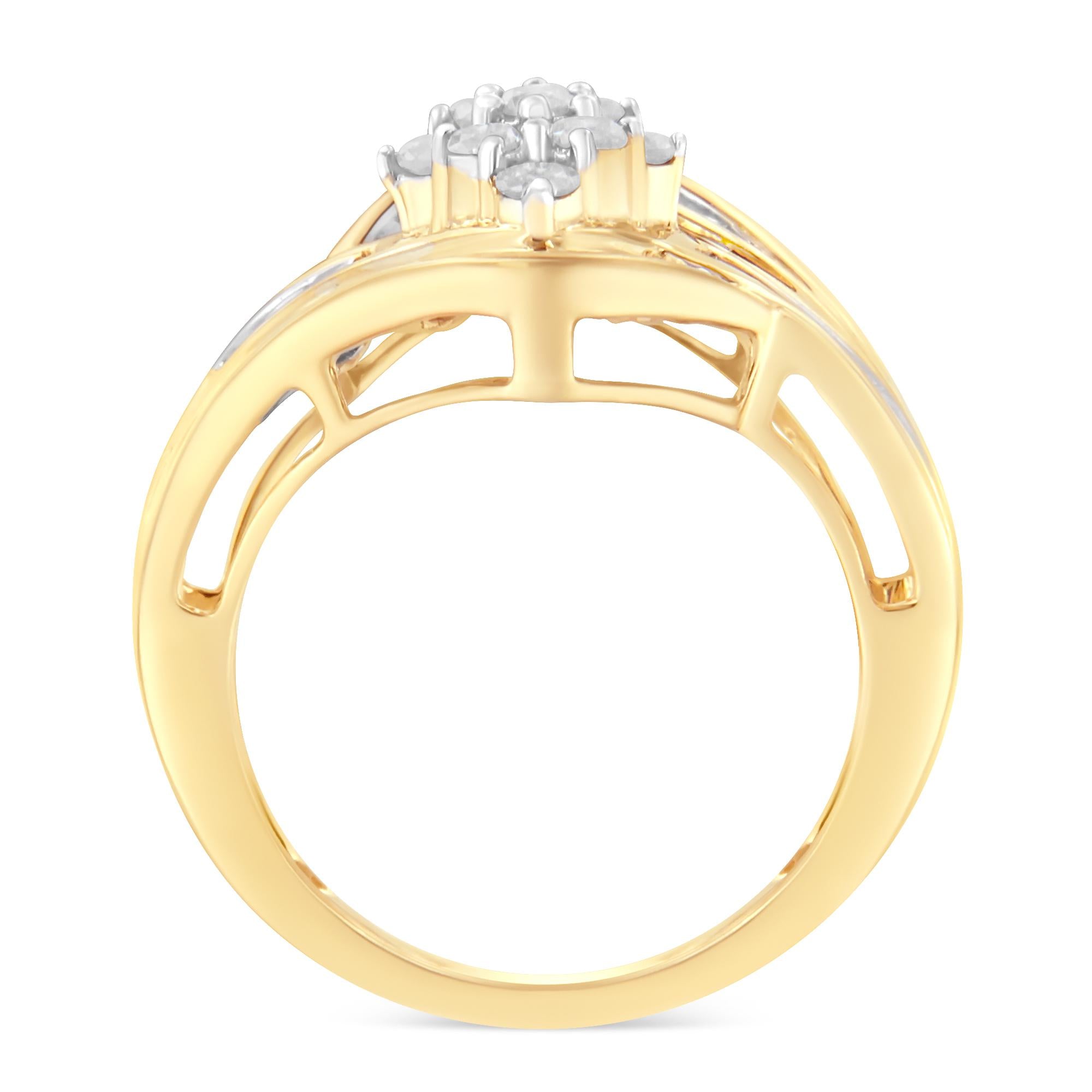 Anello con diamanti in oro giallo 10 carati (1 carato, colore IJ, purezza I2-I3) - Friggin Jewelry