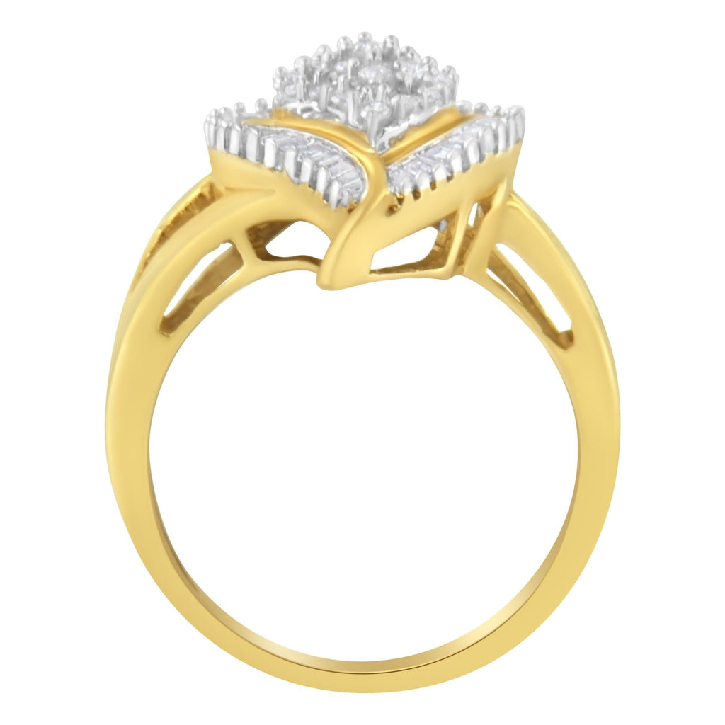 10K Yellow Gold Diamond Cluster Ring (1/2 Cttw, I-J Color, I1-I2 Clarity) - Friggin Jewelry