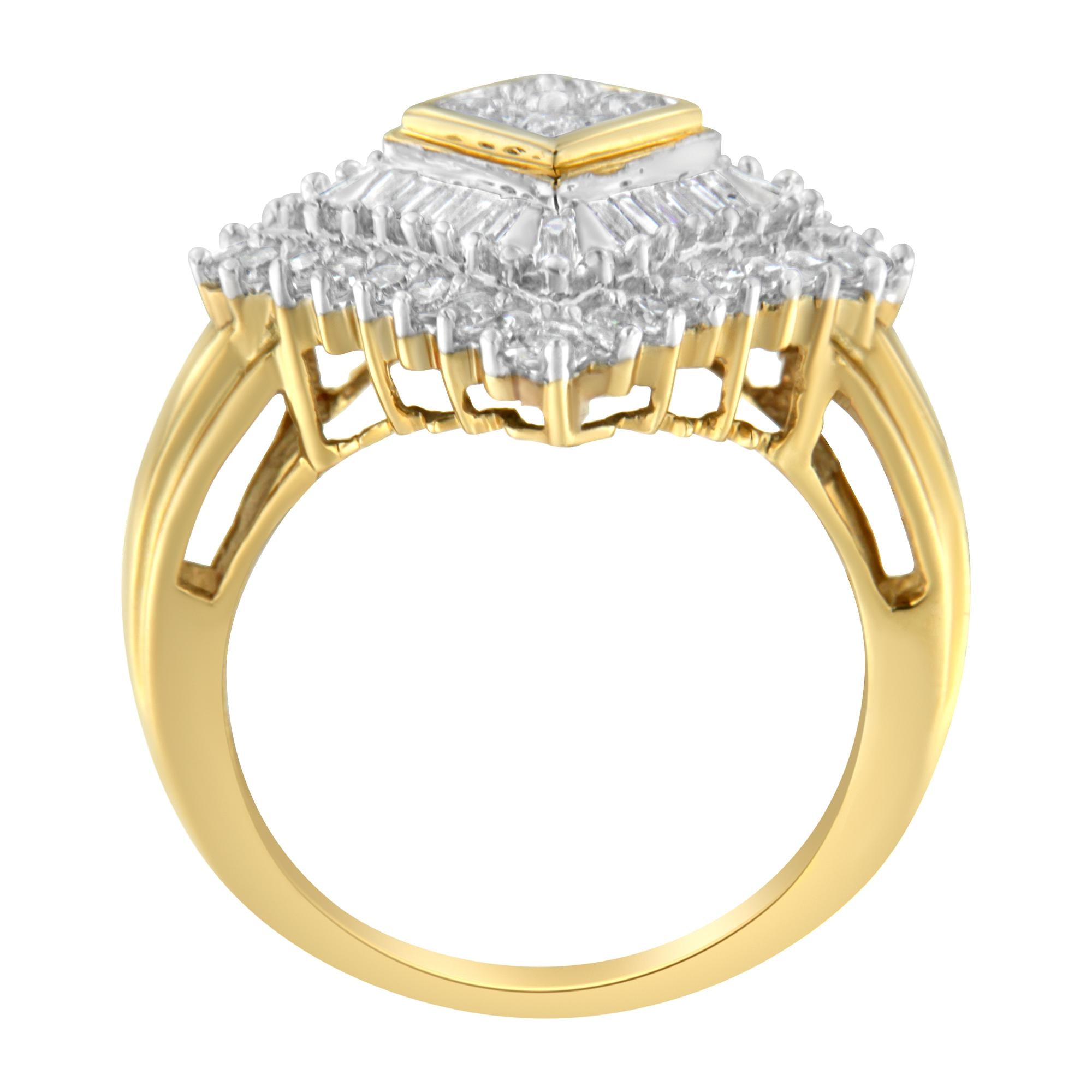 10K Yellow Gold Diamond Ballerina Ring (1 Cttw, I-J Color, I1-I2 Clarity) - Friggin Jewelry