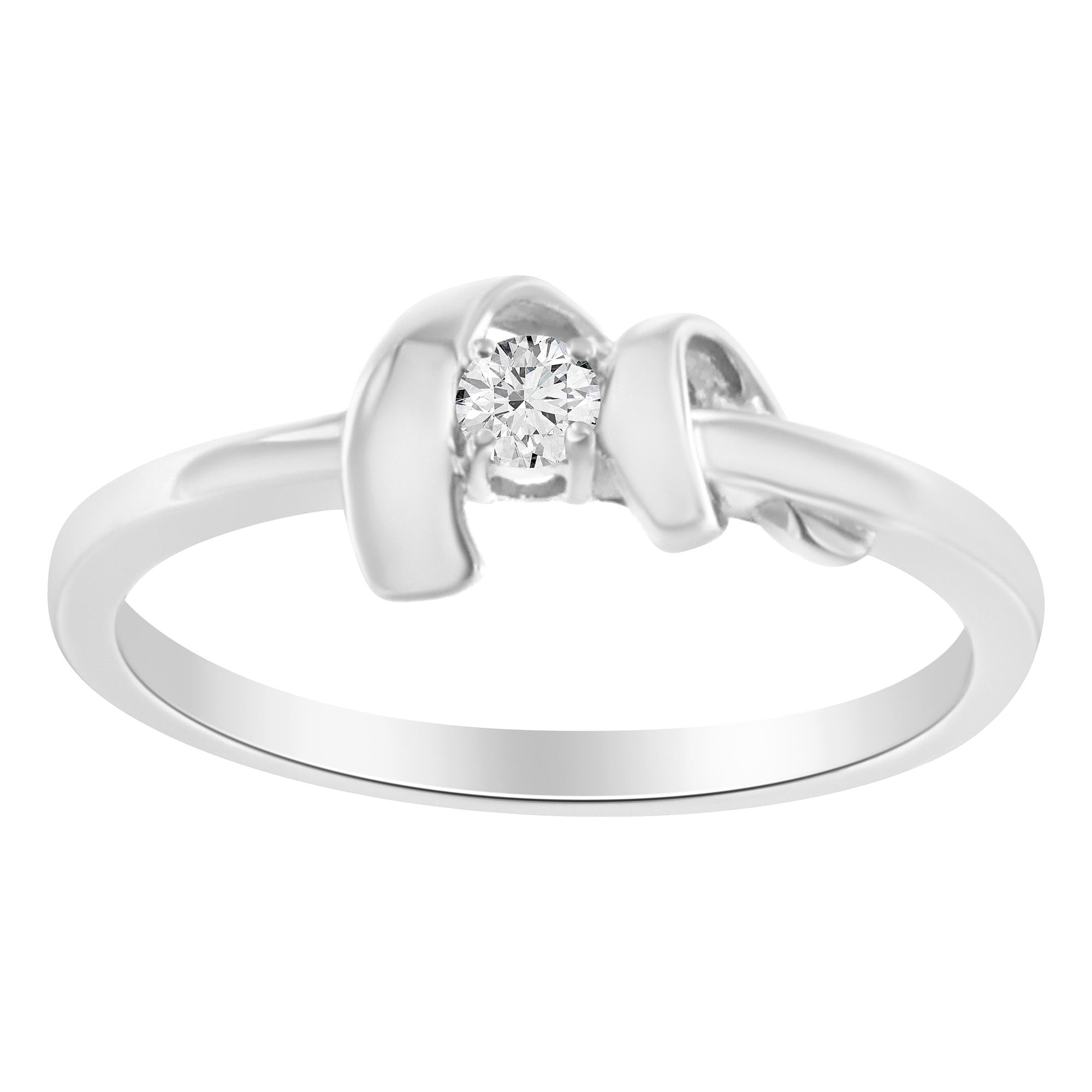 Anello con promessa di diamanti in oro bianco 10 carati (1/10 ct, colore HI, purezza SI2-I1) - Friggin Jewelry