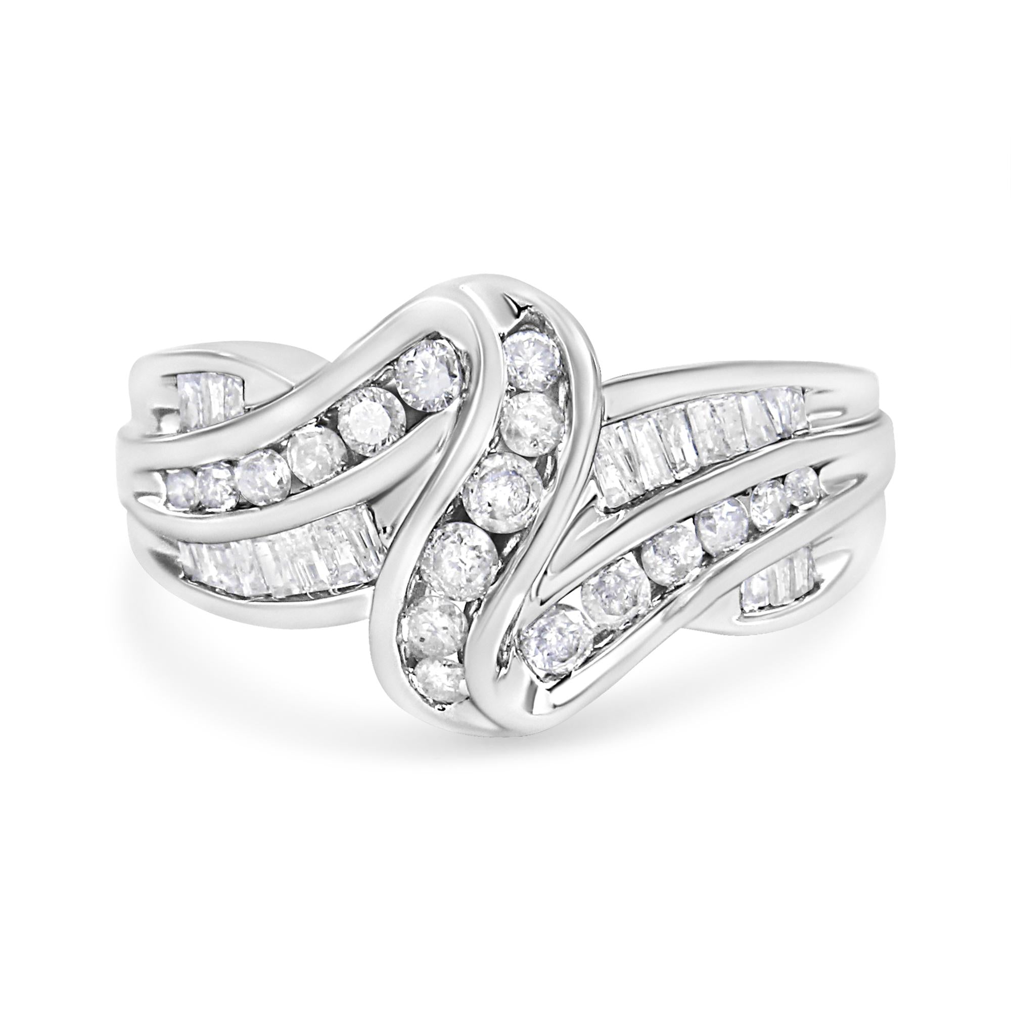 Anillo de oro blanco de 10 quilates con diamante de talla redonda de 3/4 quilates (color HI, claridad I2-I3) - Friggin Jewelry