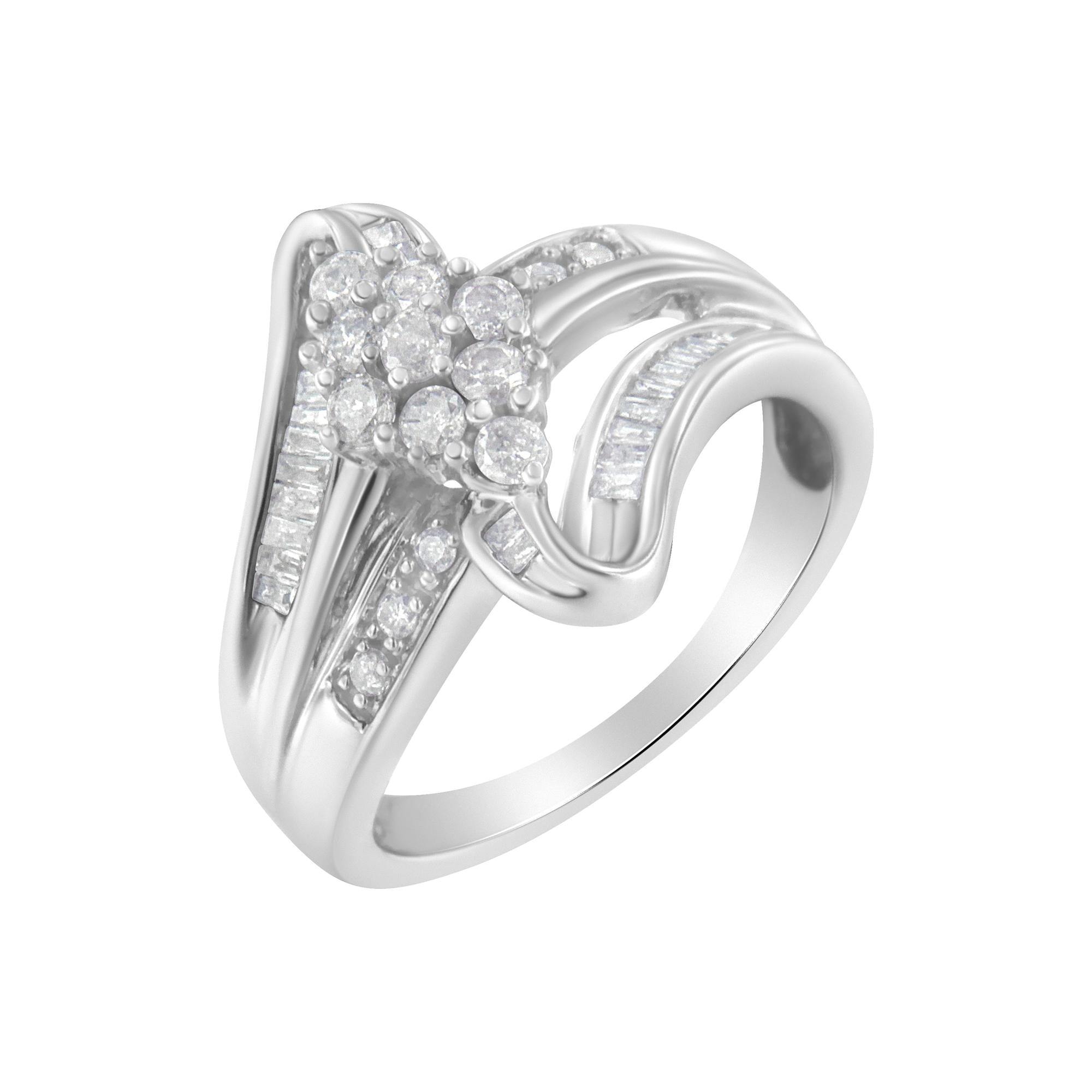 Anillo de oro blanco de 10 quilates con diamantes de 1/2 ct (claridad alta, color I2-I3) - Friggin Jewelry
