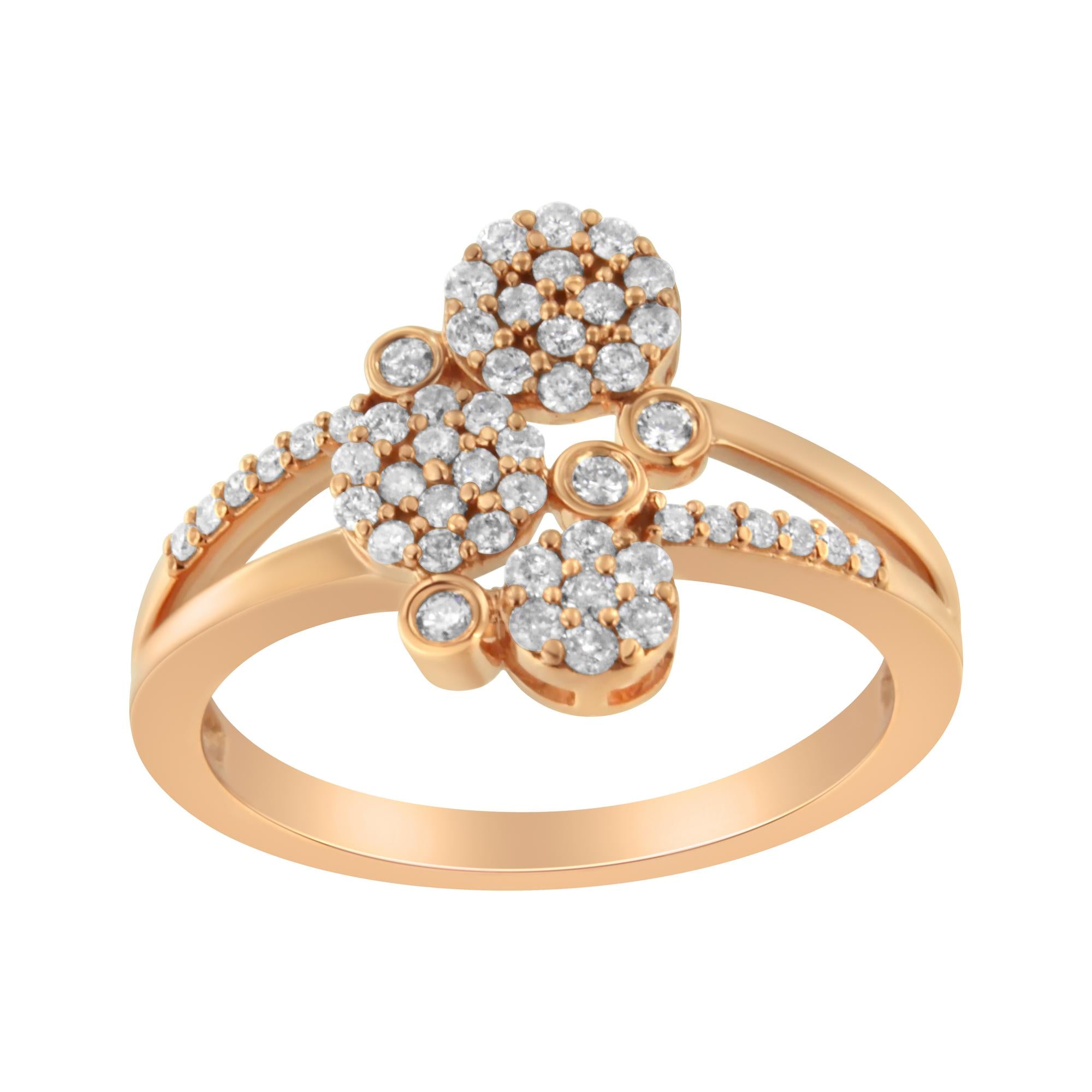 .925 Sterling Silver 1/2 Cttw Diamond Scatter Composite Bypass Ring (I-J Color, I1-I2 Clarity) - Friggin Jewelry