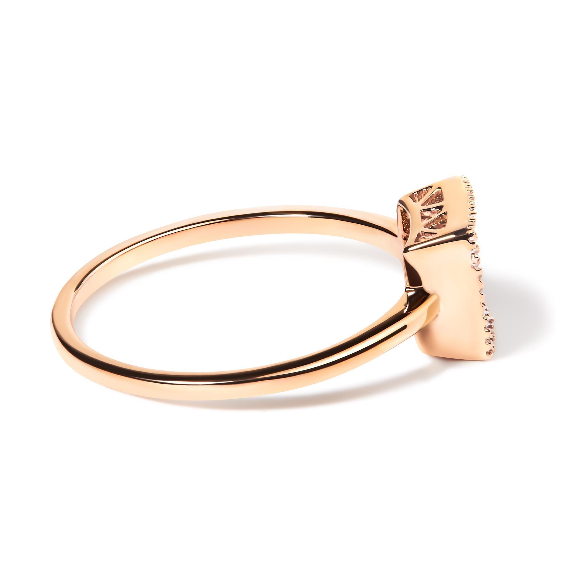 10K Rose Gold 1/3 Cttw Invisible Set Princess Cut Diamond Composite Square Shape Ring (H-I color, I1-I2 clarity) - Friggin Jewelry