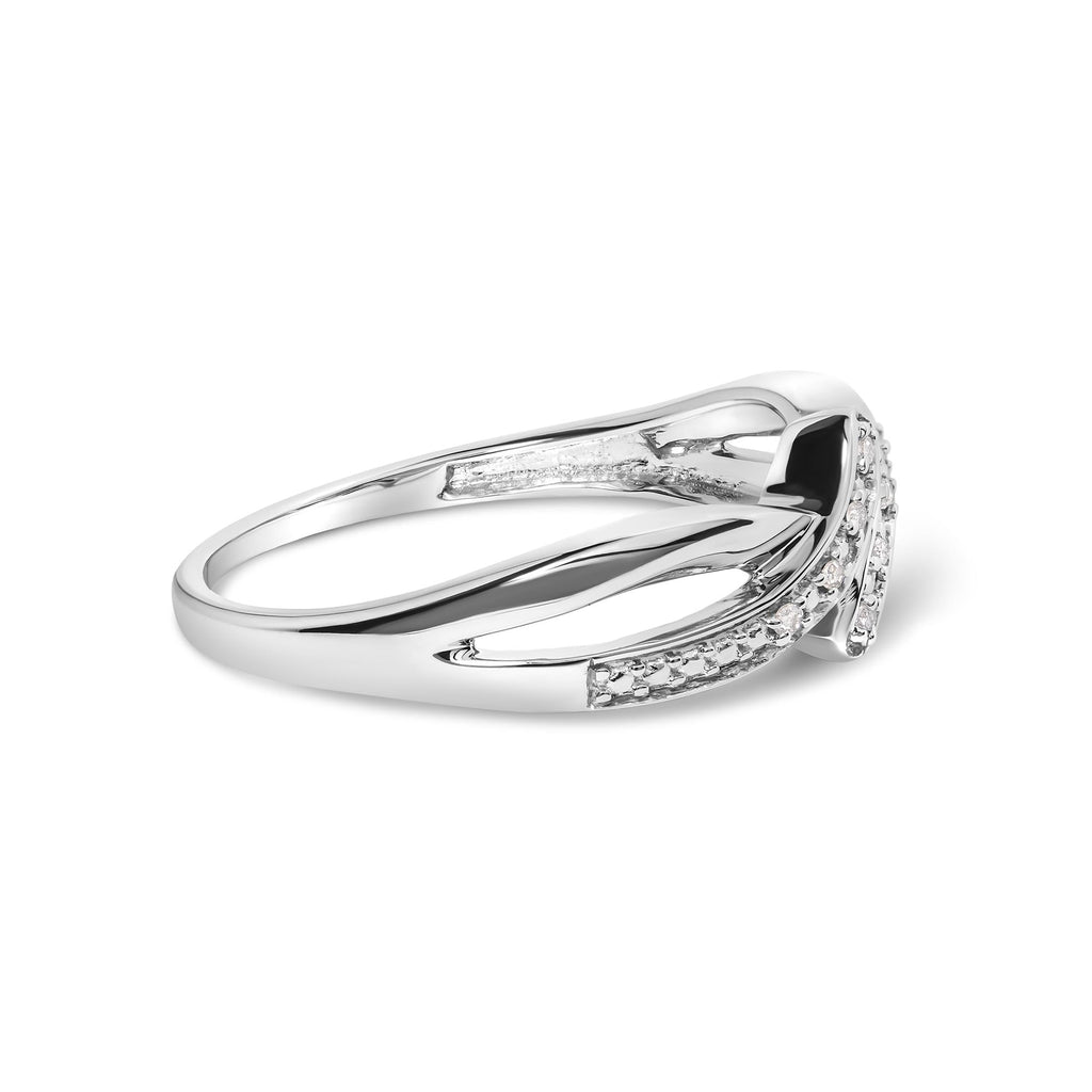 925 Sterling Silver Diamond Accent Bypass and Split Shank Band Ring (I-J Color, I2-I3 Clarity) - Friggin Jewelry