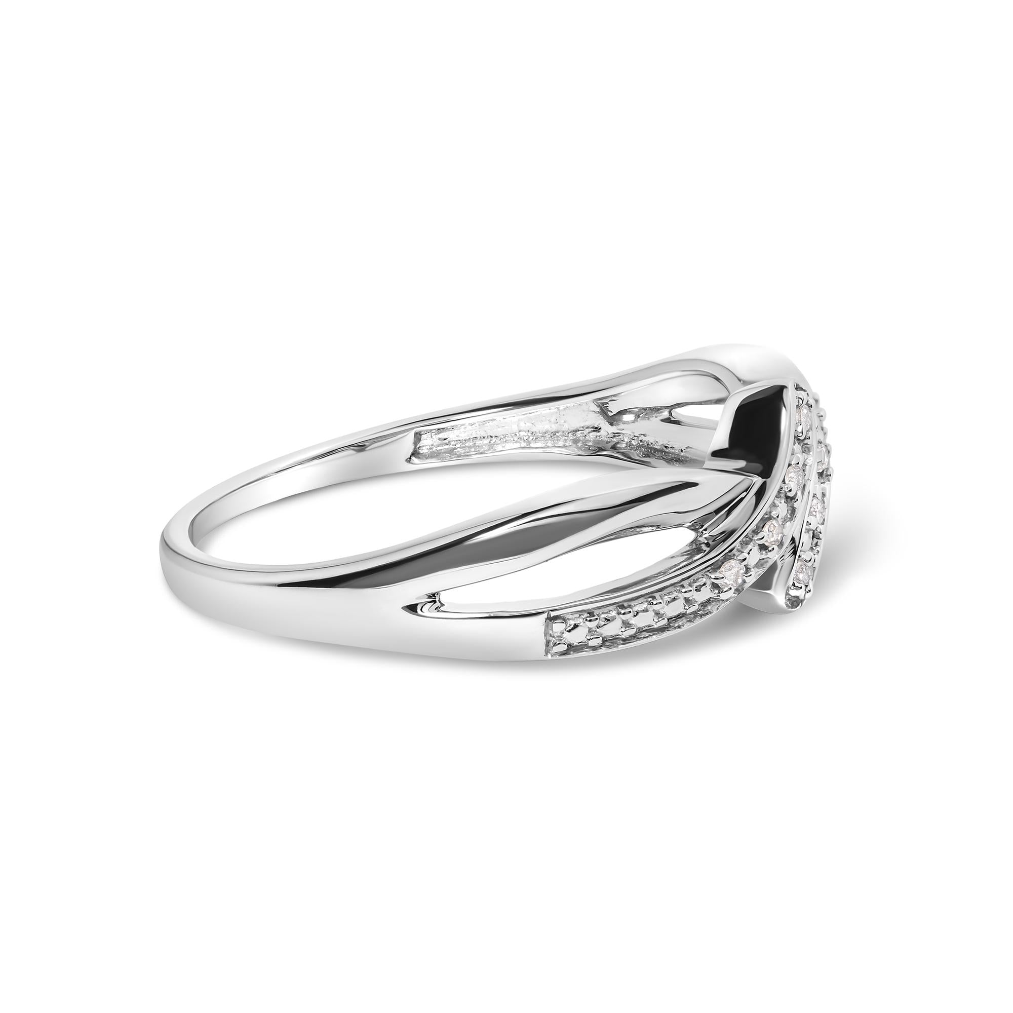 925 Sterling Silver Diamond Accent Bypass and Split Shank Band Ring (I-J Color, I2-I3 Clarity) - Friggin Jewelry