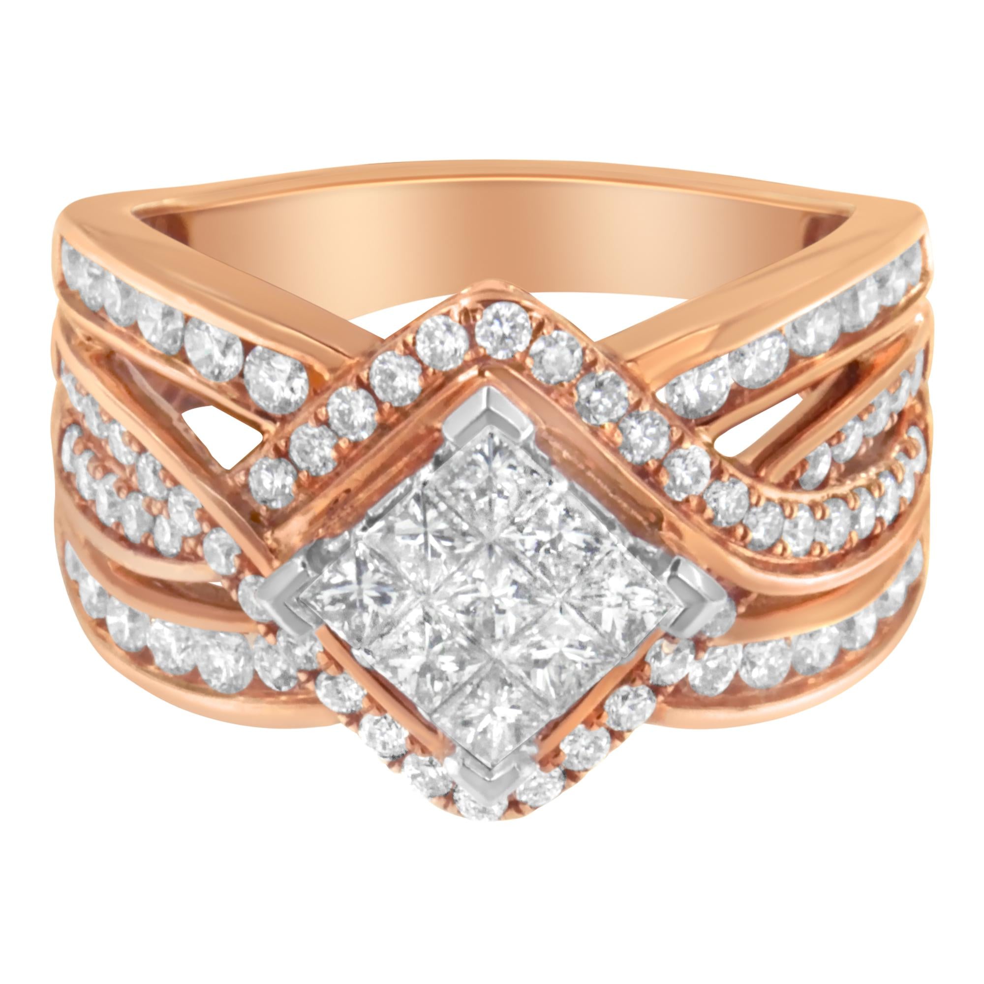 Two-Tone 10KT Gold Diamond Bypass Cocktail Ring (1 1/2 cttw, H-I Color, I1-I2 Clarity) - Friggin Jewelry