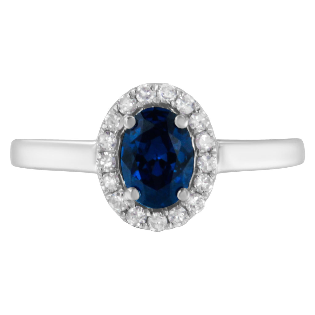 10K White Gold 1/5 Cttw Round Diamond and Prong Set 7MM Gemstone Halo Cocktail Ring (H-I Color, I1-I2 Clarity) - Friggin Jewelry