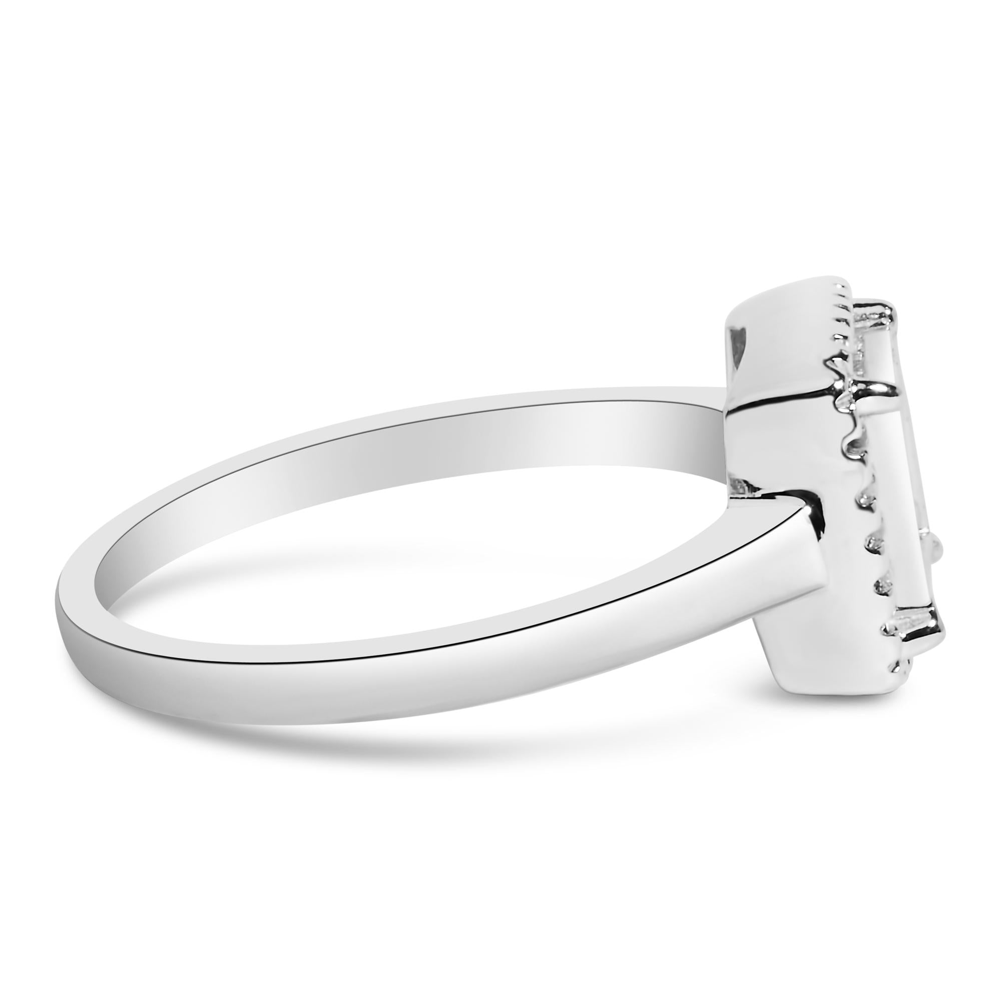 .925 Sterling Silver 1/5 Cttw Invisible Set Princess Cut Diamond Promise Ring with Beaded Halo (H-I Color, I1-I2 Clarity) - Friggin Jewelry