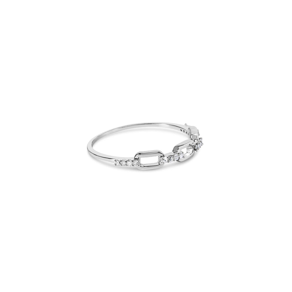 .925 Sterling Silver Diamond Accent Paperclip Band Ring (I-J Color, I2-I3 Clarity) - Friggin Jewelry