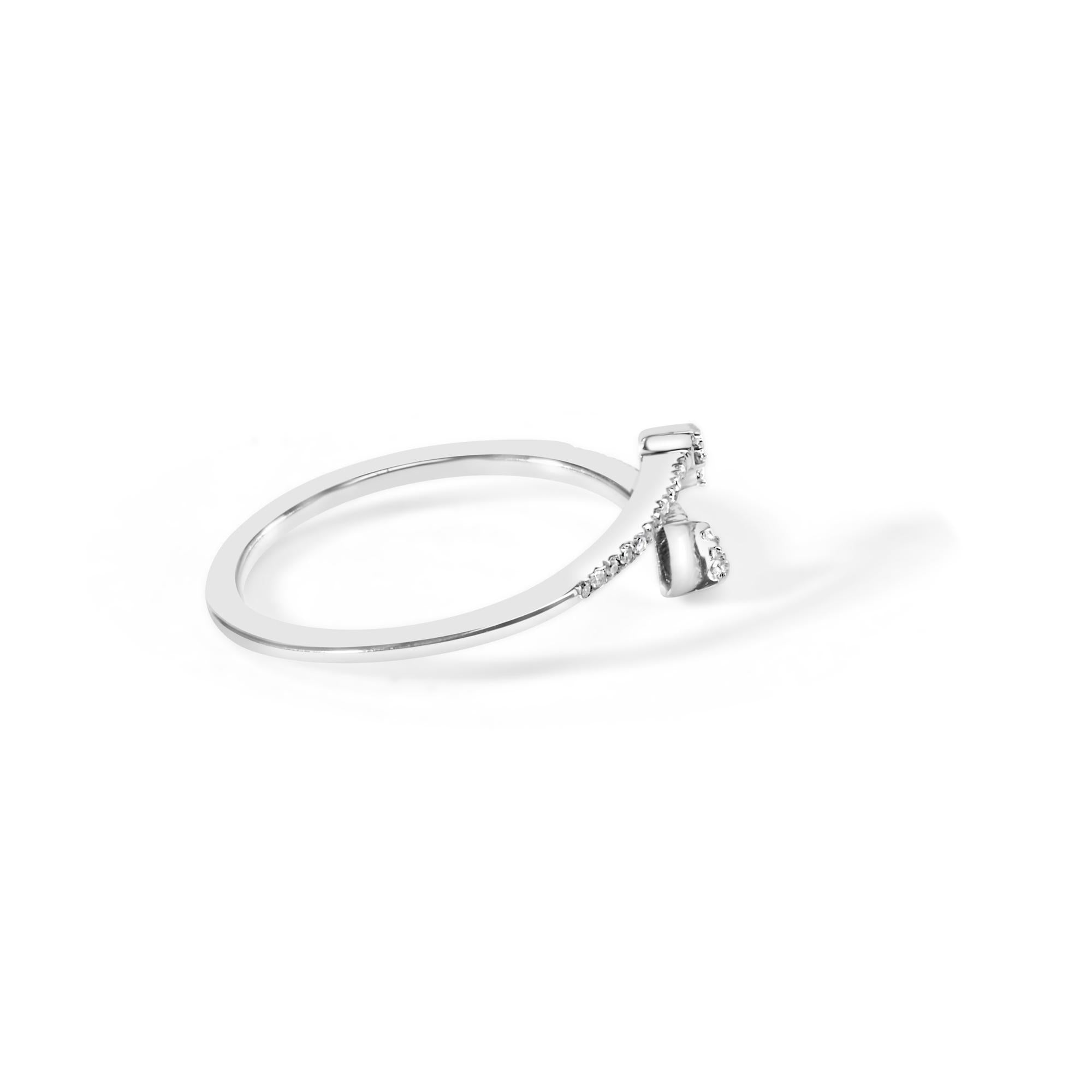 Anillo abierto con doble punta de flecha de diamantes de 1/5 quilates en plata de ley 925 (color IJ, claridad I2-I3) - Friggin Jewelry