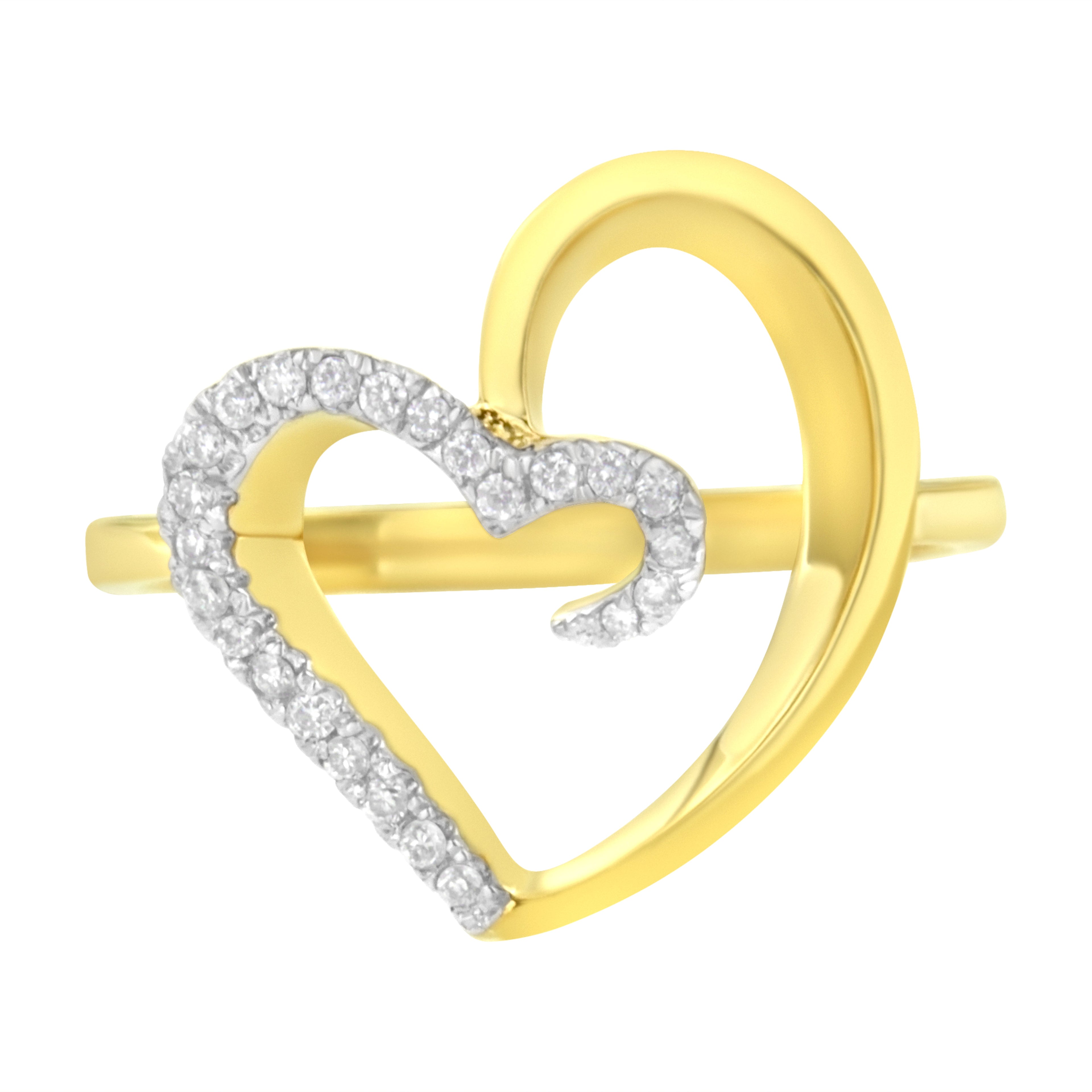 14KT Yellow Gold 1/10 ctw. Diamond Heart Shape Ring (K-L, I1-I2) - Friggin Jewelry