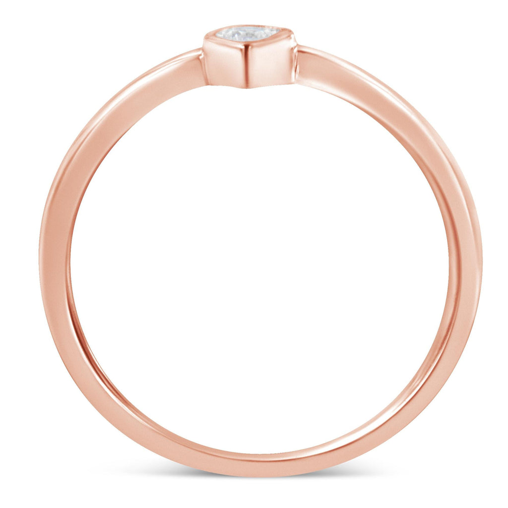 Anello alla moda piccolo in argento sterling 925 placcato oro rosa 14 carati con diamanti da 1/20 carati a forma di pera (colore JK, purezza I1-I2) - Friggin Jewelry