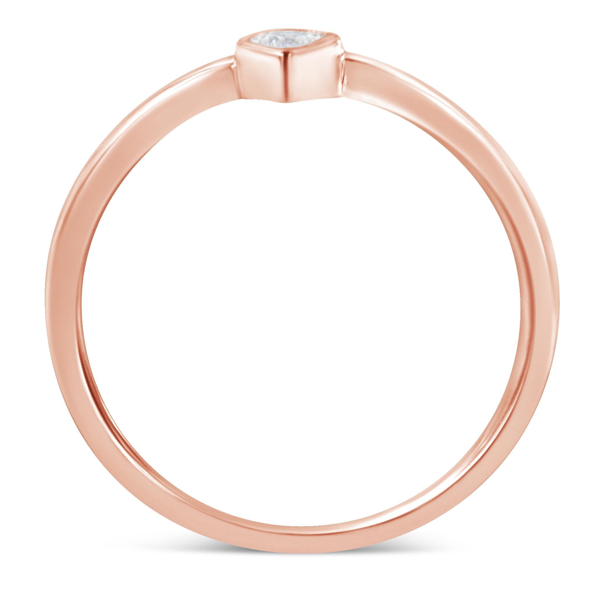 14K Rose Gold Plated .925 Sterling Silver 1/20 Carat Diamond Teardrop Pear-Shaped Miracle Set Petite Fashion Ring (J-K Color, I1-I2 Clarity) - Friggin Jewelry