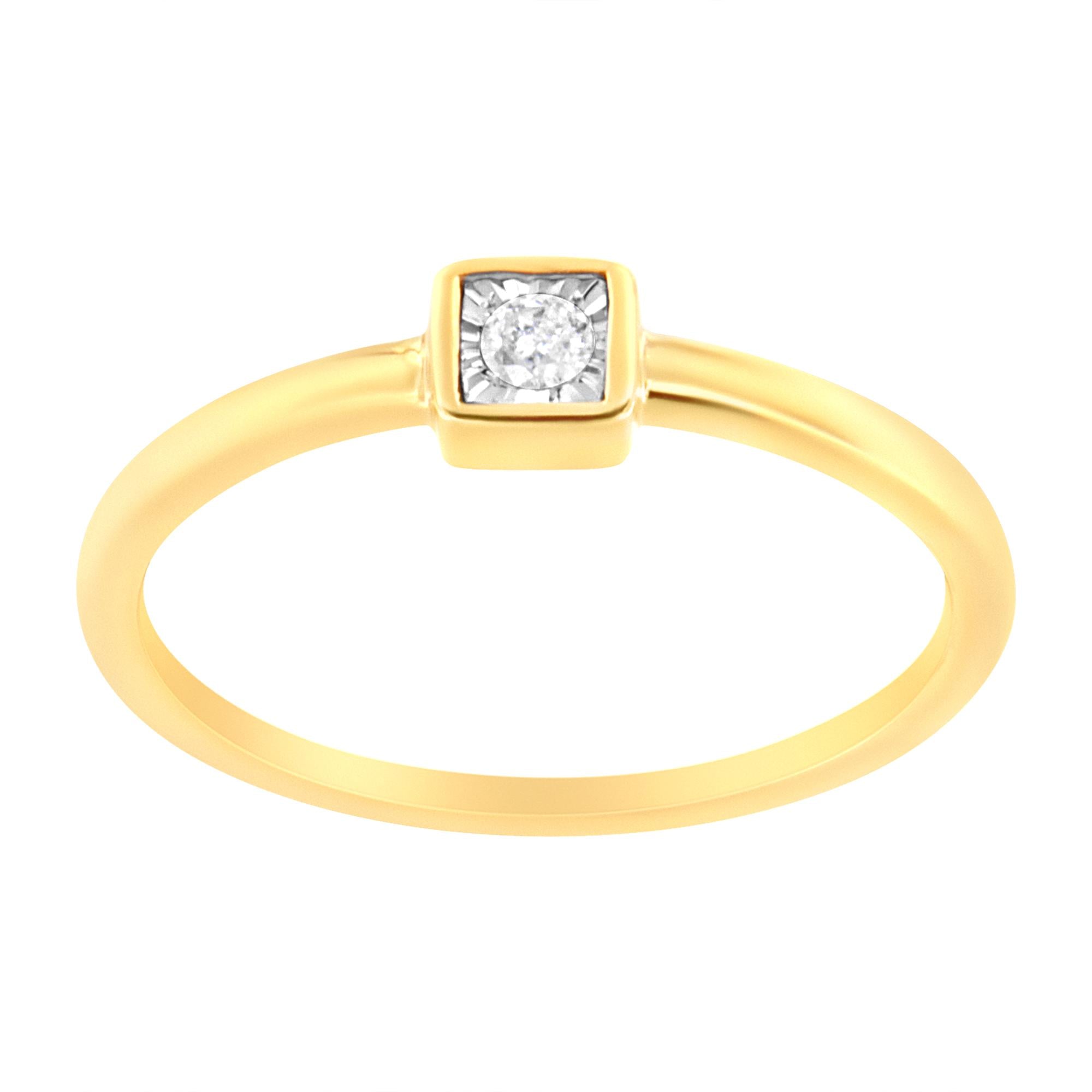 Anello con promessa di diamanti incastonati Miracle da 1/20 ct in argento sterling 925 placcato oro giallo 14K (colore JK, purezza I1-I2) - Friggin Jewelry