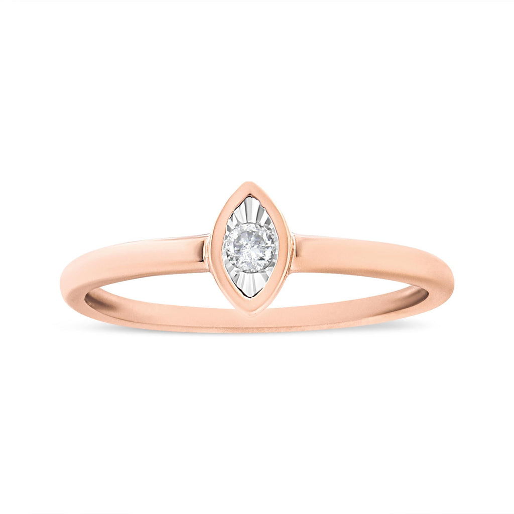 Anillo de compromiso en plata de ley 925 bañado en oro rosa de 14 quilates con detalles de diamantes en forma de pera (color JK, claridad I1-I2) - Friggin Jewelry