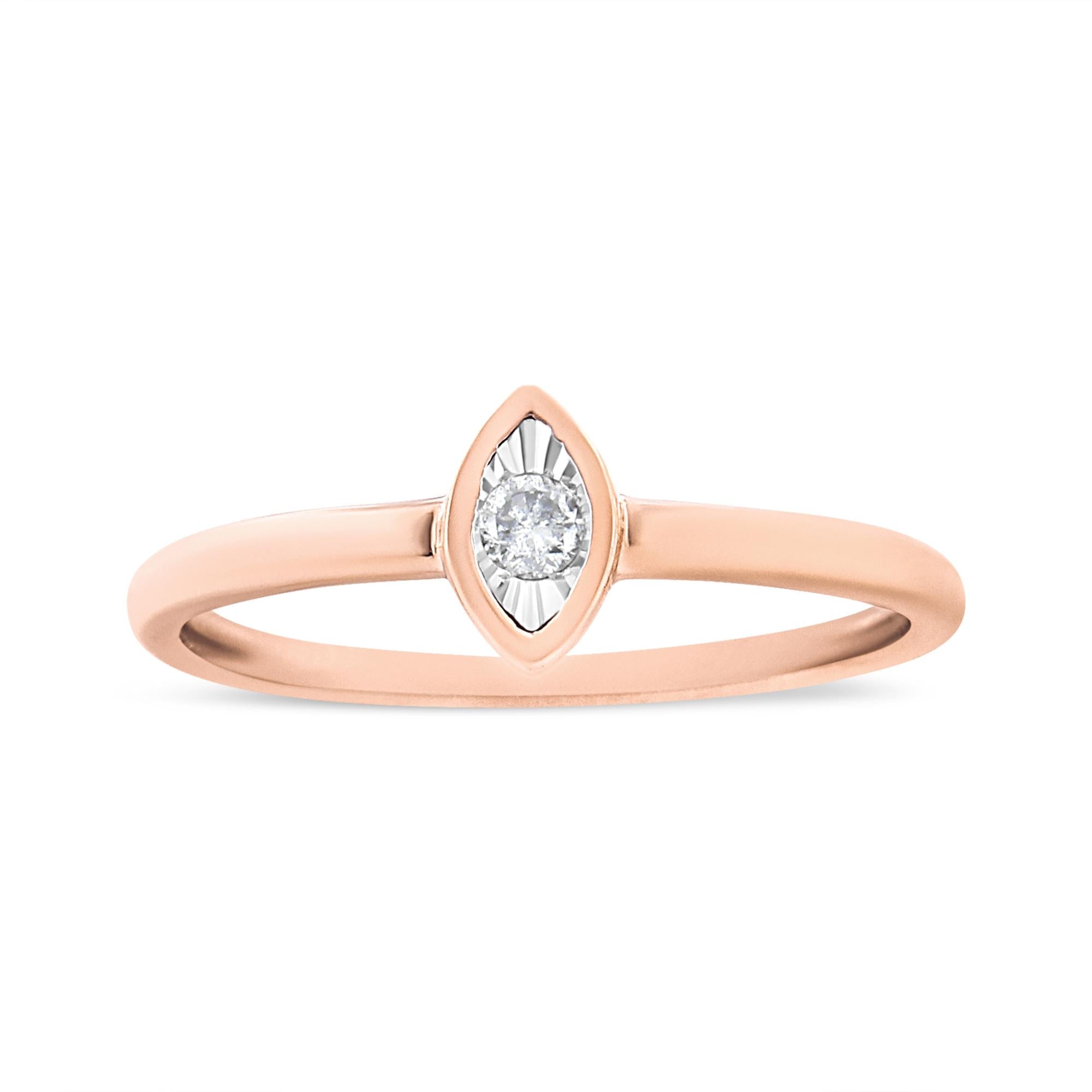14K Rose Gold Plated .925 Sterling Silver Miracle Set Diamond Accent Pear Shape Promise Ring (J-K Color, I1-I2 Clarity) - Friggin Jewelry
