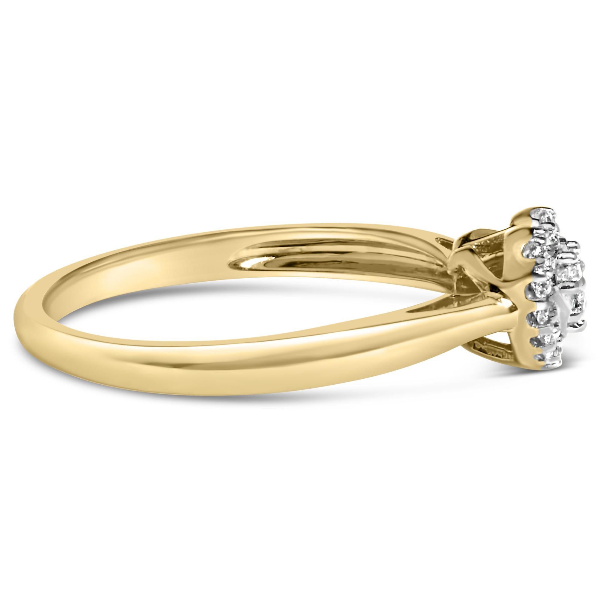 14K Yellow Gold Plated .925 Sterling Silver 1/10 Cttw Round-Cut Diamond Heart Engagement Ring (I-J Color, I3 Clarity) - Friggin Jewelry