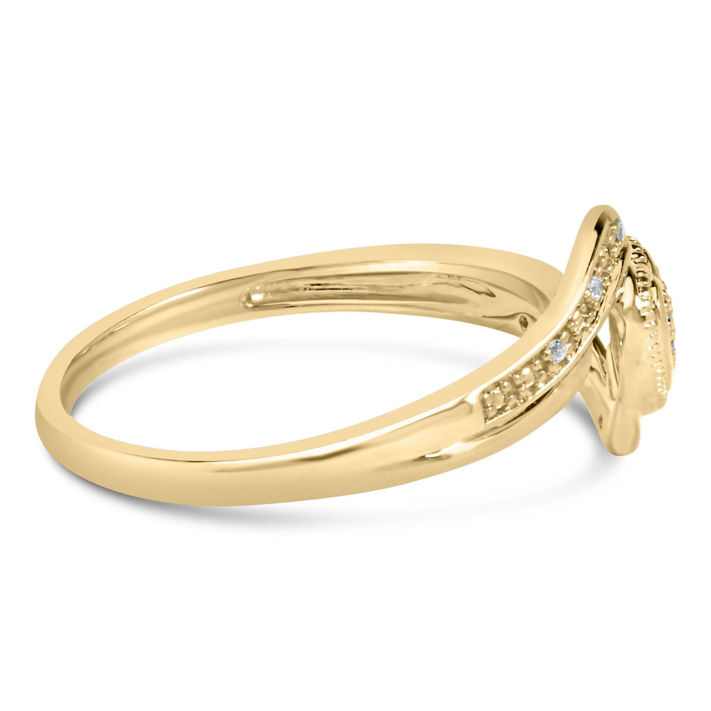 14K Yellow Gold Plated .925 Sterling Silver Diamond Accent Filigree Heart Promise Ring (I-J Color, I3 Clarity) - Friggin Jewelry