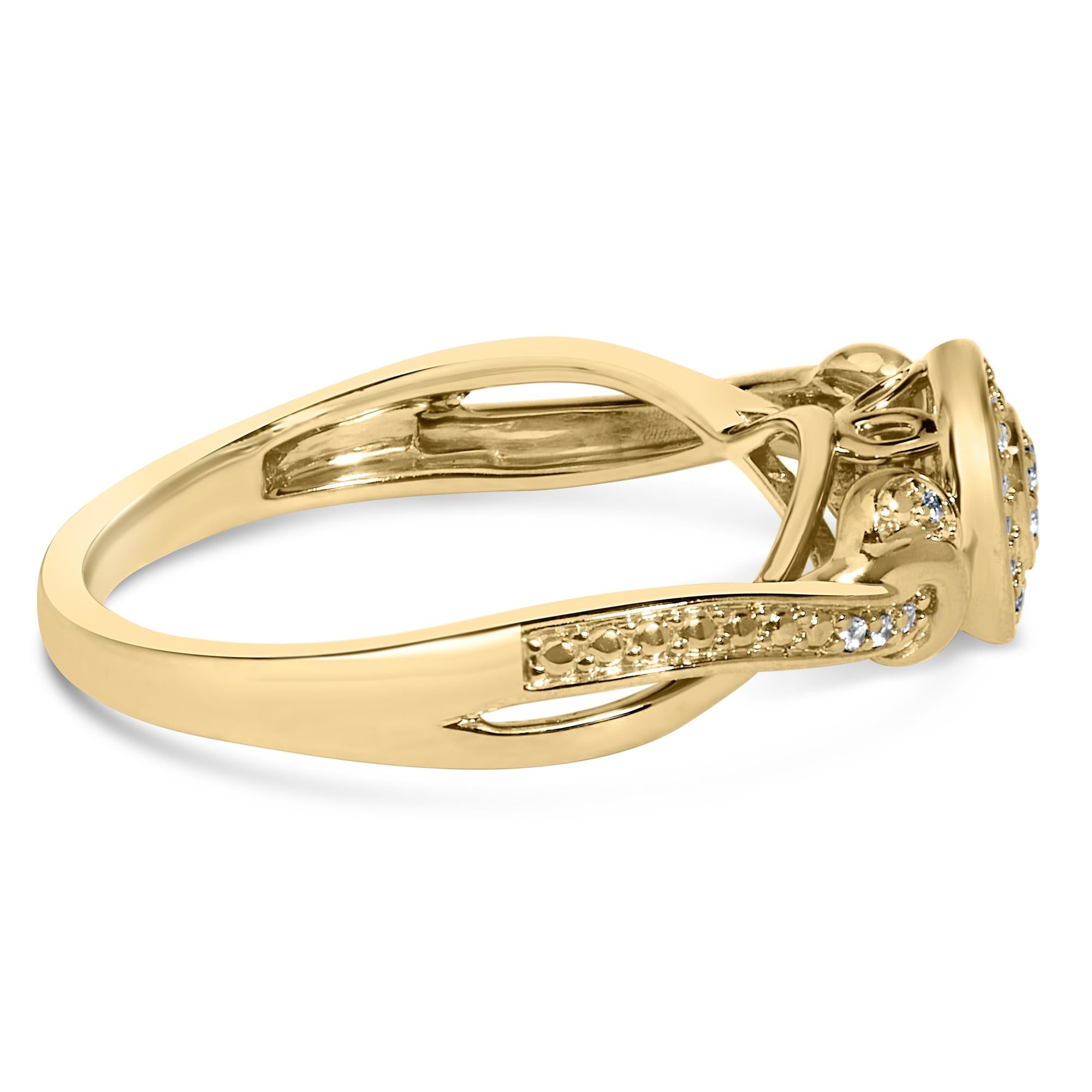 14K Yellow Gold Plated .925 Sterling Silver 1/10 Cttw Round-Cut Diamond Composite Halo Engagement Ring - Friggin Jewelry
