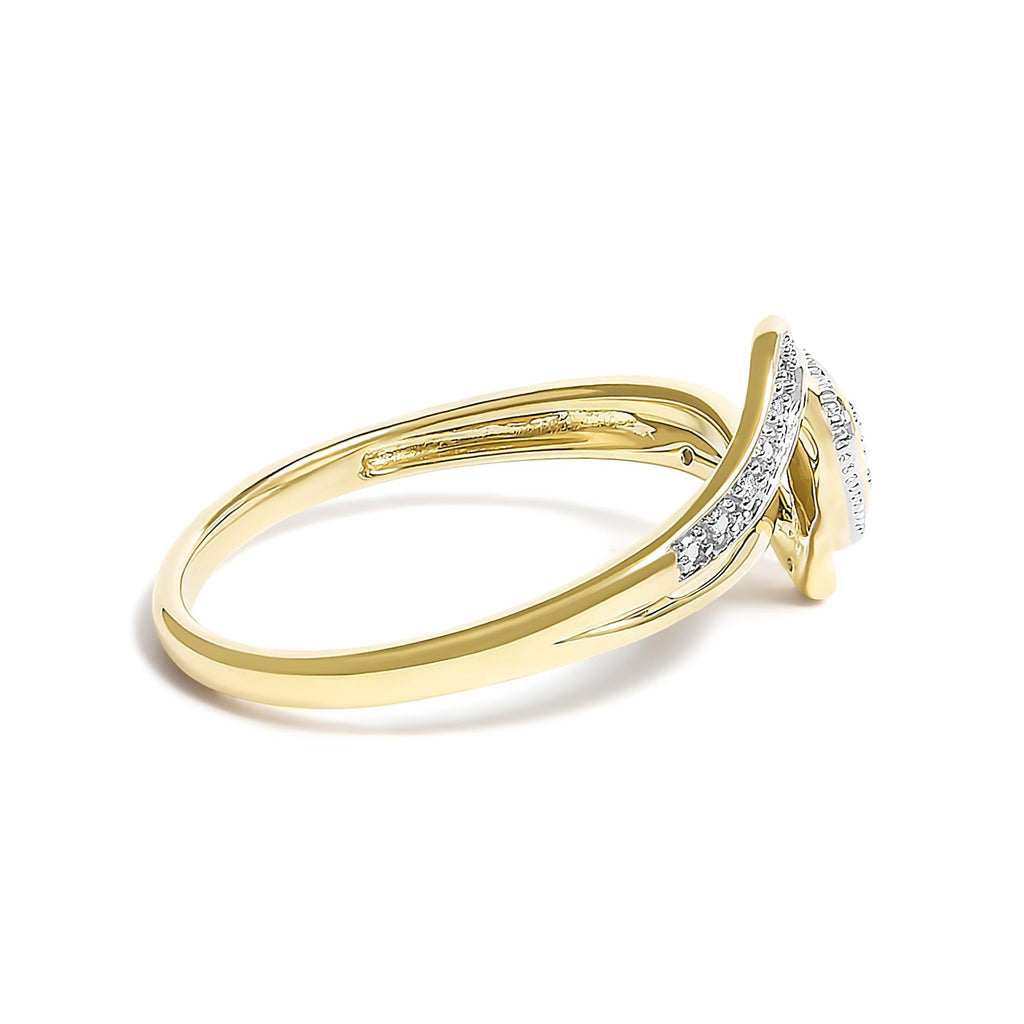 Anello con promessa a forma di cuore in filigrana con diamanti in oro giallo 10 carati (colore IJ, purezza I3) - Friggin Jewelry