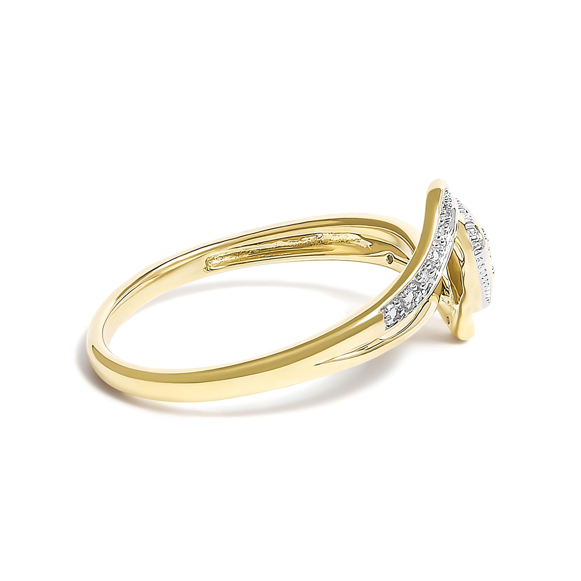 Anillo de compromiso de oro amarillo de 10 quilates con corazón de filigrana y detalles de diamantes (color IJ, claridad I3) - Friggin Jewelry