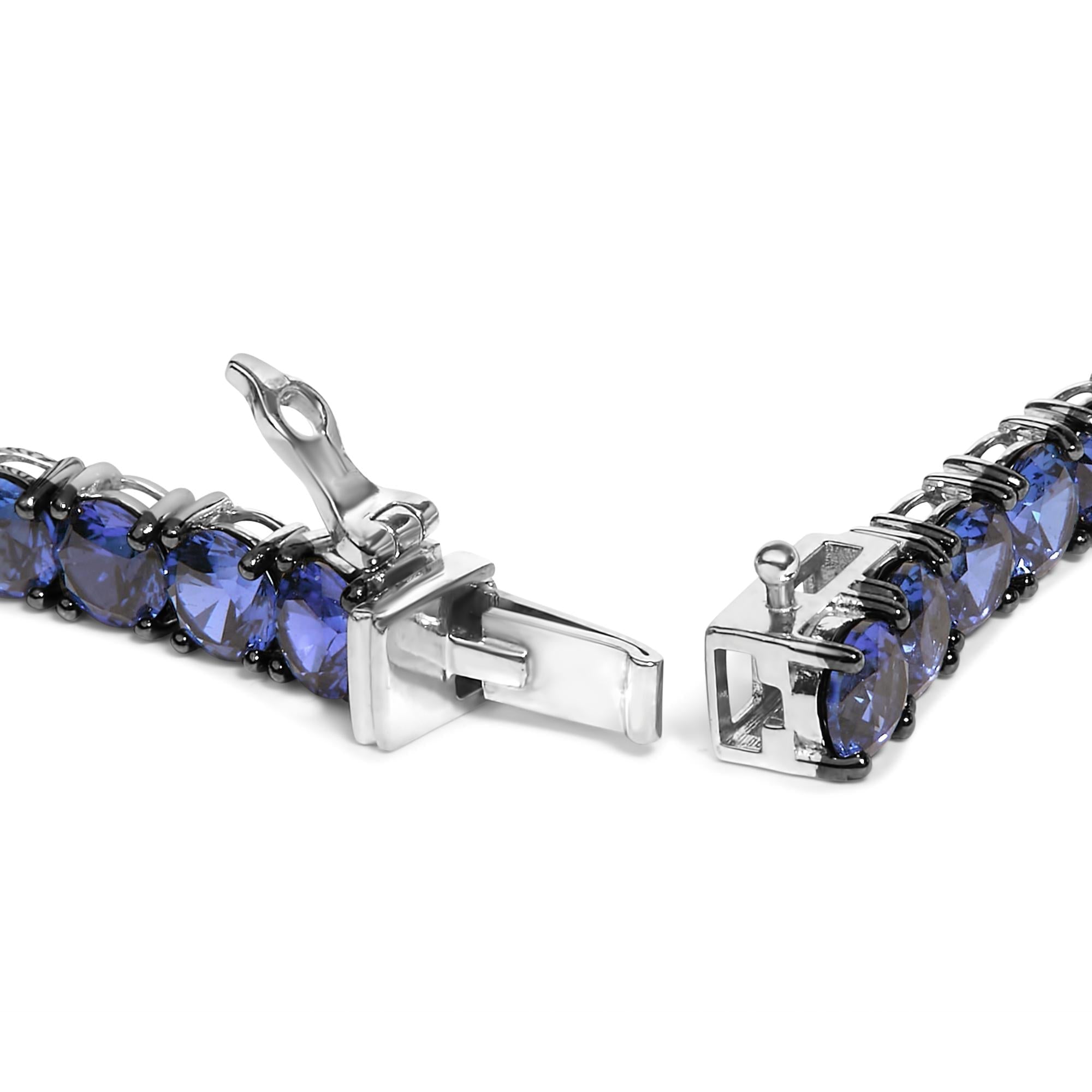Men's .925 Sterling Silver Created Blue Sapphire Tennis Bracelet - 8.5" Inches - Friggin Jewelry