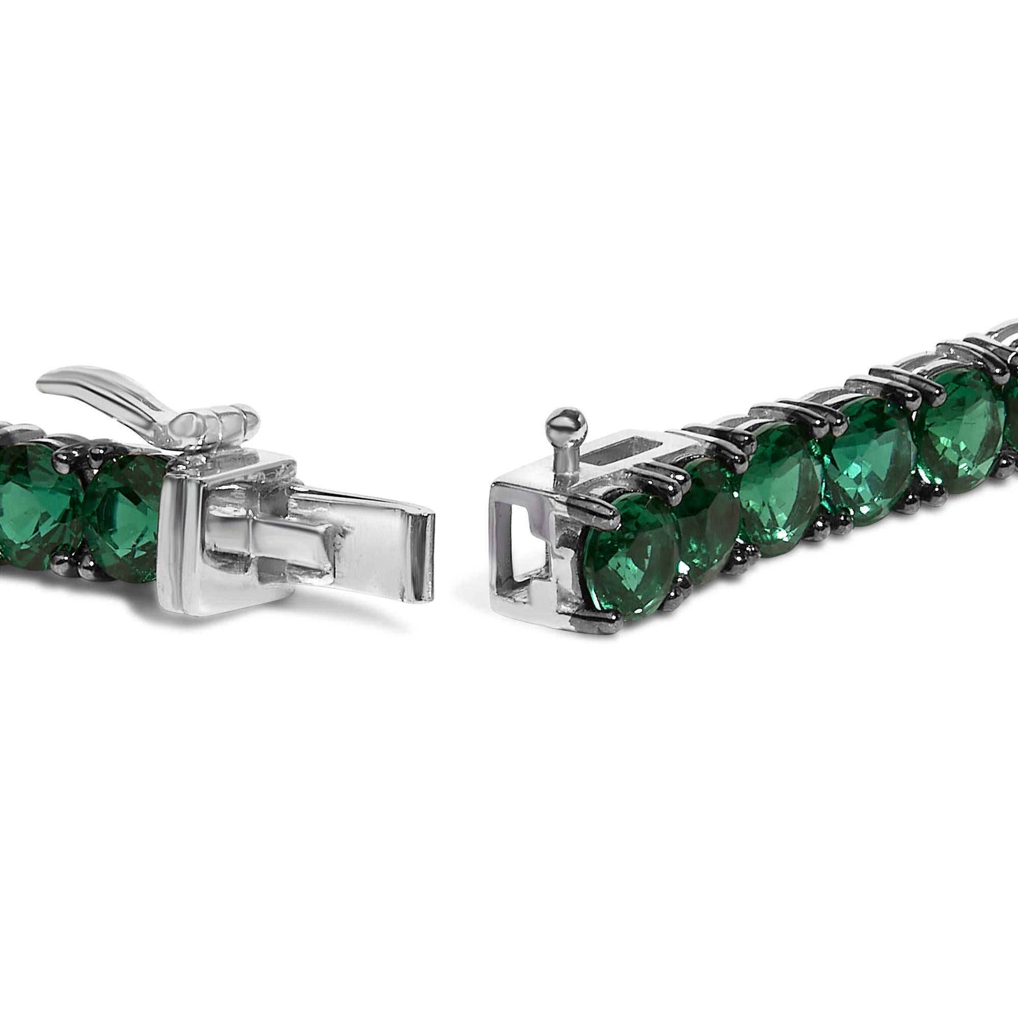 Men's .925 Sterling Silver Created Green Emerald Tennis Bracelet - 8.5" Inches - Friggin Jewelry