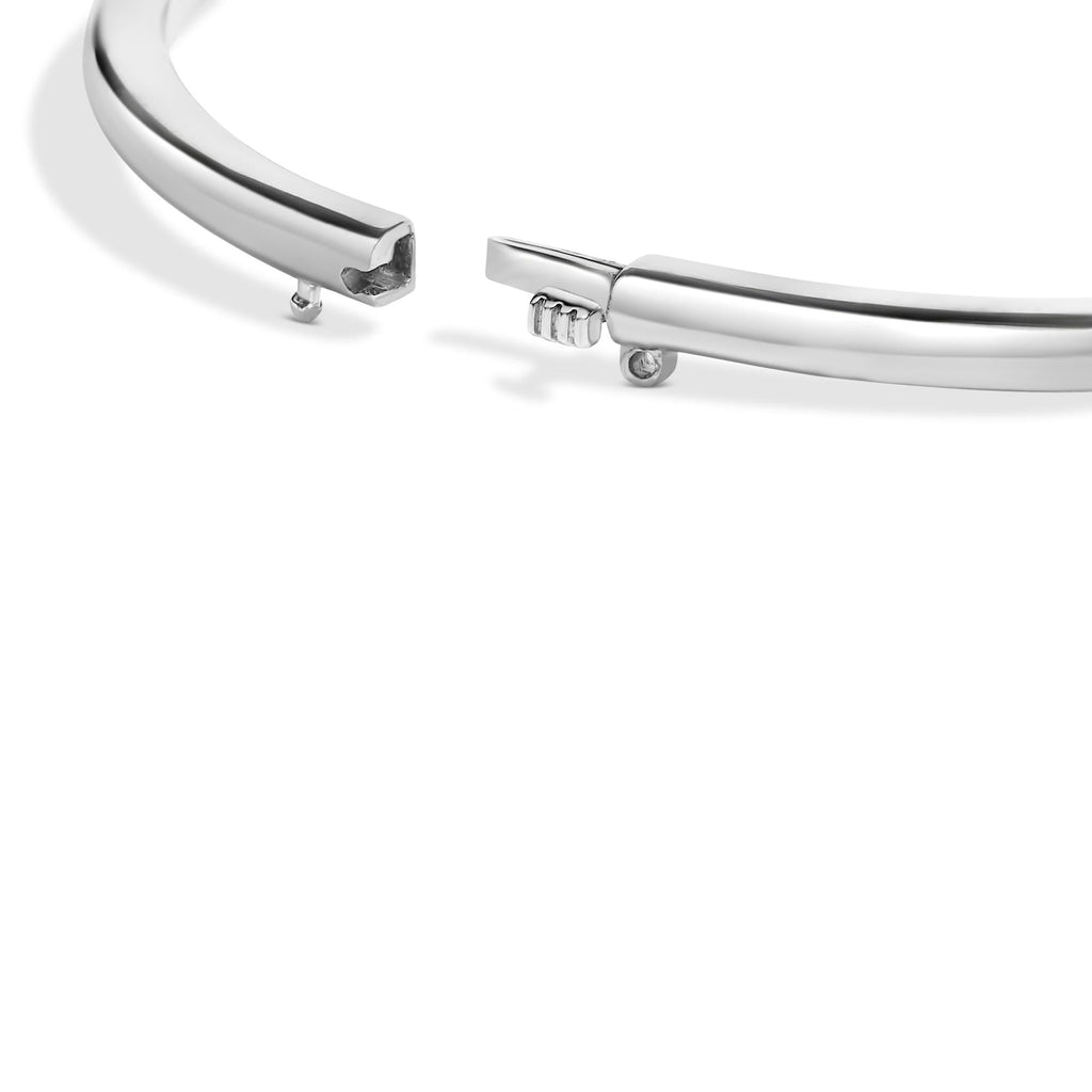 .925 Sterling Silver 7X7MM Created Red Ruby Solitaire Bangle Bracelet - 7 Inches - Friggin Jewelry
