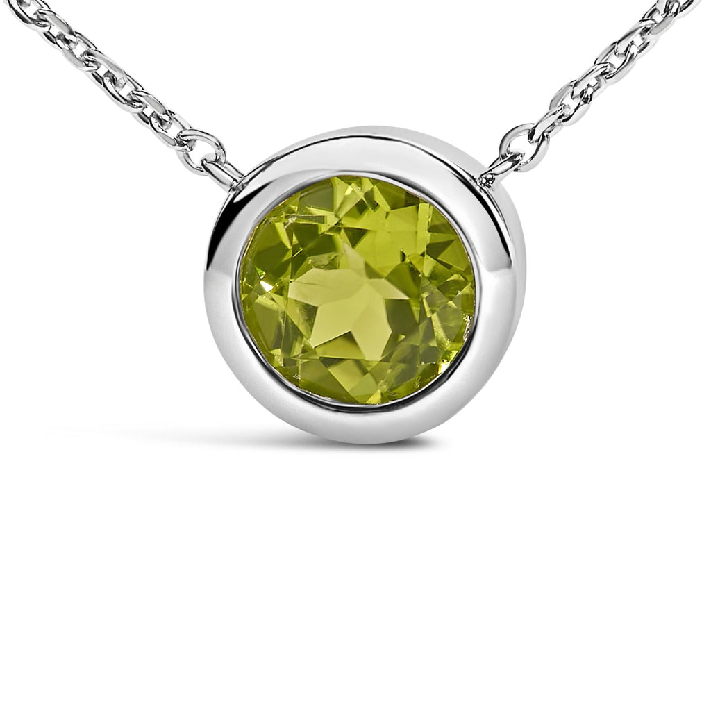 Collar con colgante de piedra preciosa creada en plata de ley 925 de 7 mm con bisel - 45,7 cm - Friggin Jewelry