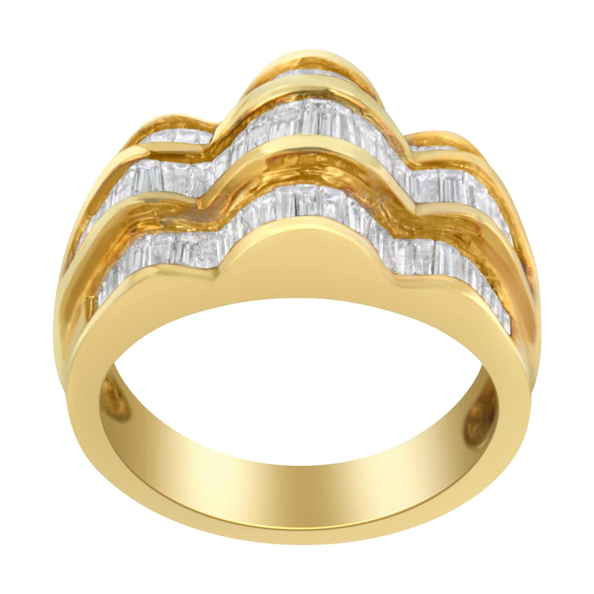 14KT Yellow Gold Diamond Multi-Row Band Ring (1 1/4 cttw, H-I Color, SI1-SI2 Clarity) - Friggin Jewelry