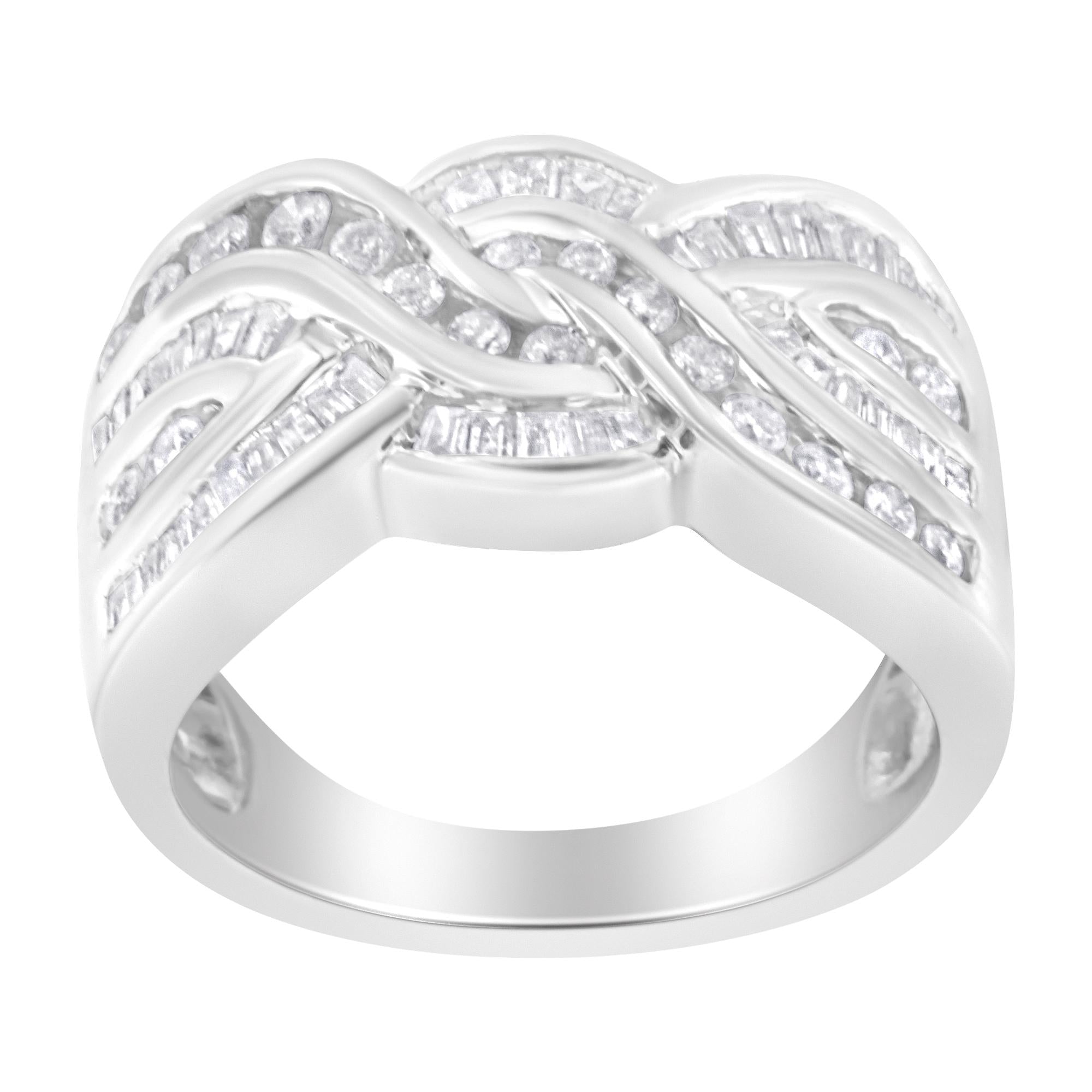 10K White Gold Diamond Bypass Ring (1 Cttw, H-I Color, I1-I2 Clarity) - Friggin Jewelry