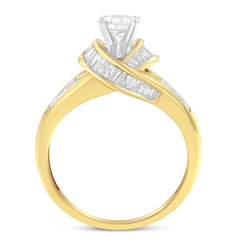 14K Two-Toned Gold Round, Baguette and Princess Cut Diamond Ring (1 1/8 Cttw, H-I Color, SI2-I1 Clarity) - Friggin Jewelry