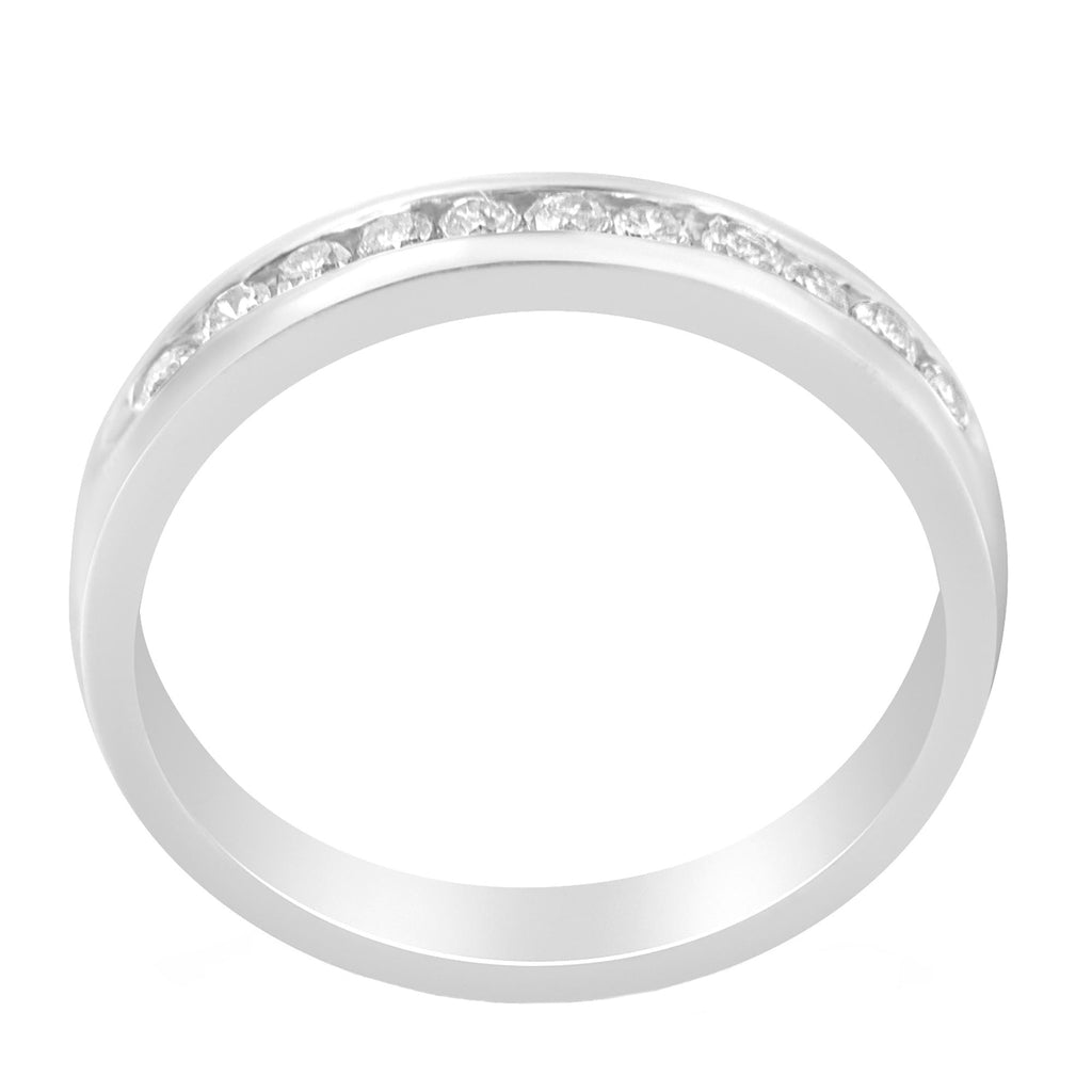 18K White Gold 1/4 Cttw Channel Set Brilliant Round-Cut Diamond Classic 11 Stone Wedding Band Ring (E-F Color, I1-I2 Clarity) - Friggin Jewelry