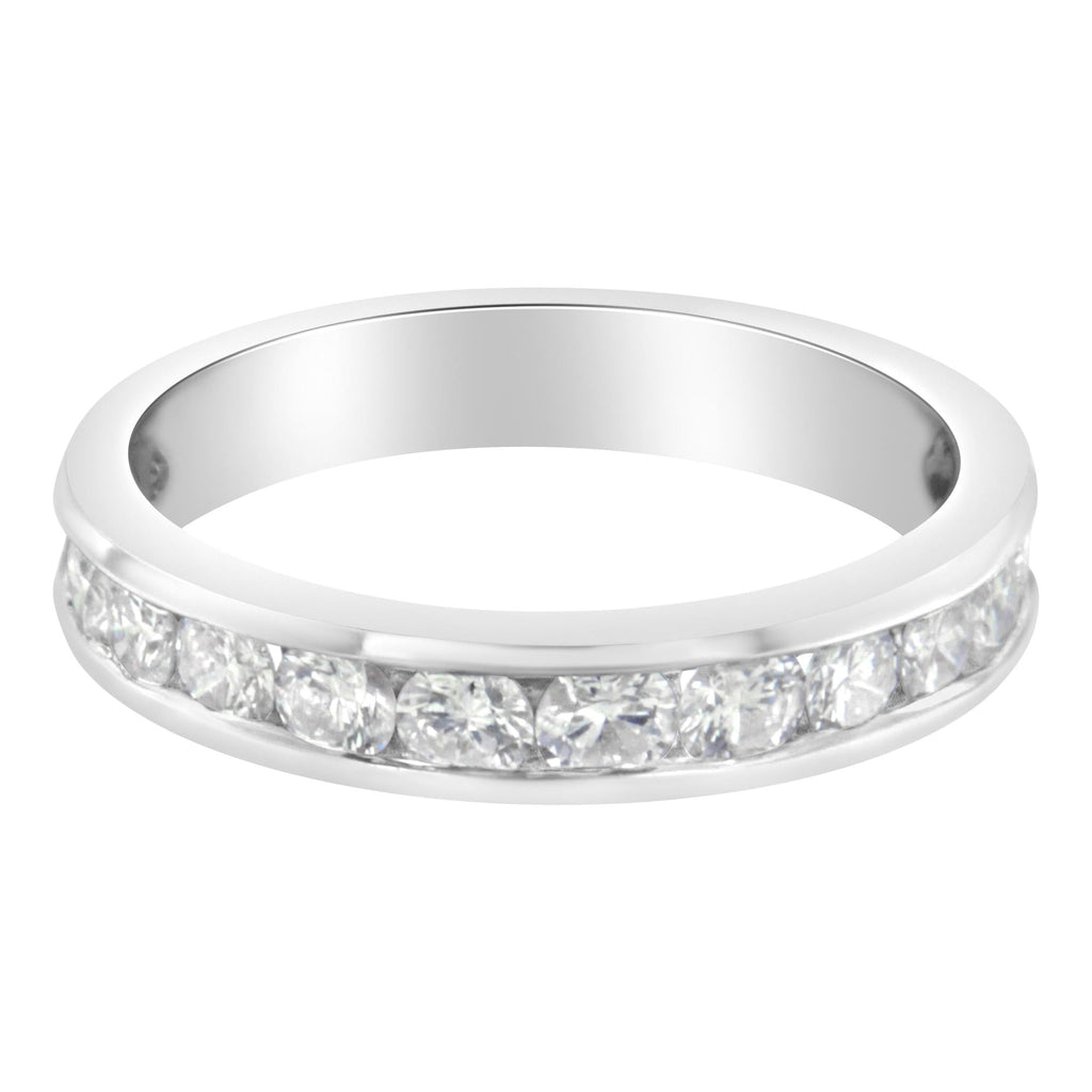 Fede nuziale a mezza eternità in oro bianco 18 carati con diamanti da 1,0 ct, certificata IGI (colore EF, purezza I1-I2) - Friggin Jewelry