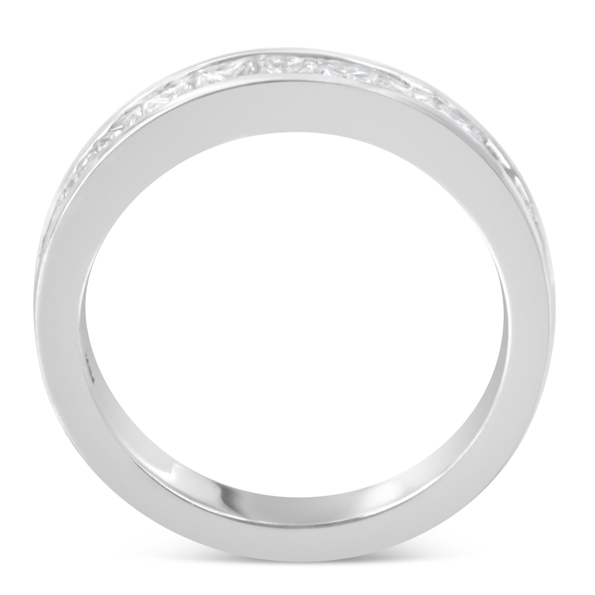 Women's 18K White Gold Princess Cut Diamond Band Ring (1 Cttw, G-H Color, SI1-SI2 Clarity) - Friggin Jewelry