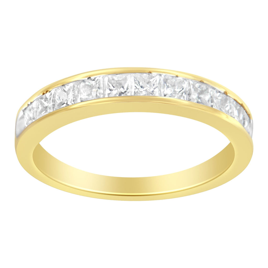 Anillo de oro blanco de 18 quilates con diamantes de talla princesa para mujer (1 ct, color GH, claridad SI1-SI2) - Friggin Jewelry