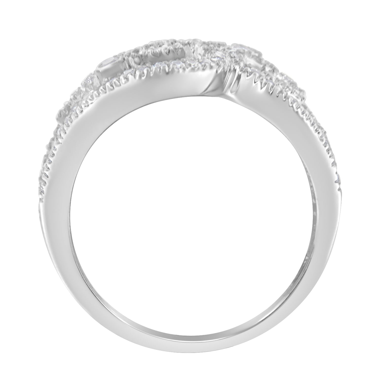 Anello a grappolo in oro bianco 14 carati con diamanti taglio rotondo (1/2 carati, purezza SI1-SI2, colore HI) - Friggin Jewelry