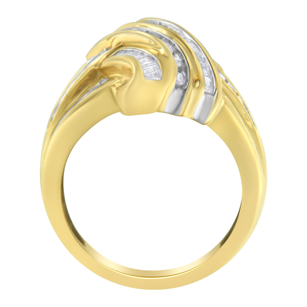 10K Yellow Gold Diamond Bypass Ring (1.0 cttw, H-I Color, I2-I3 Clarity) - Friggin Jewelry