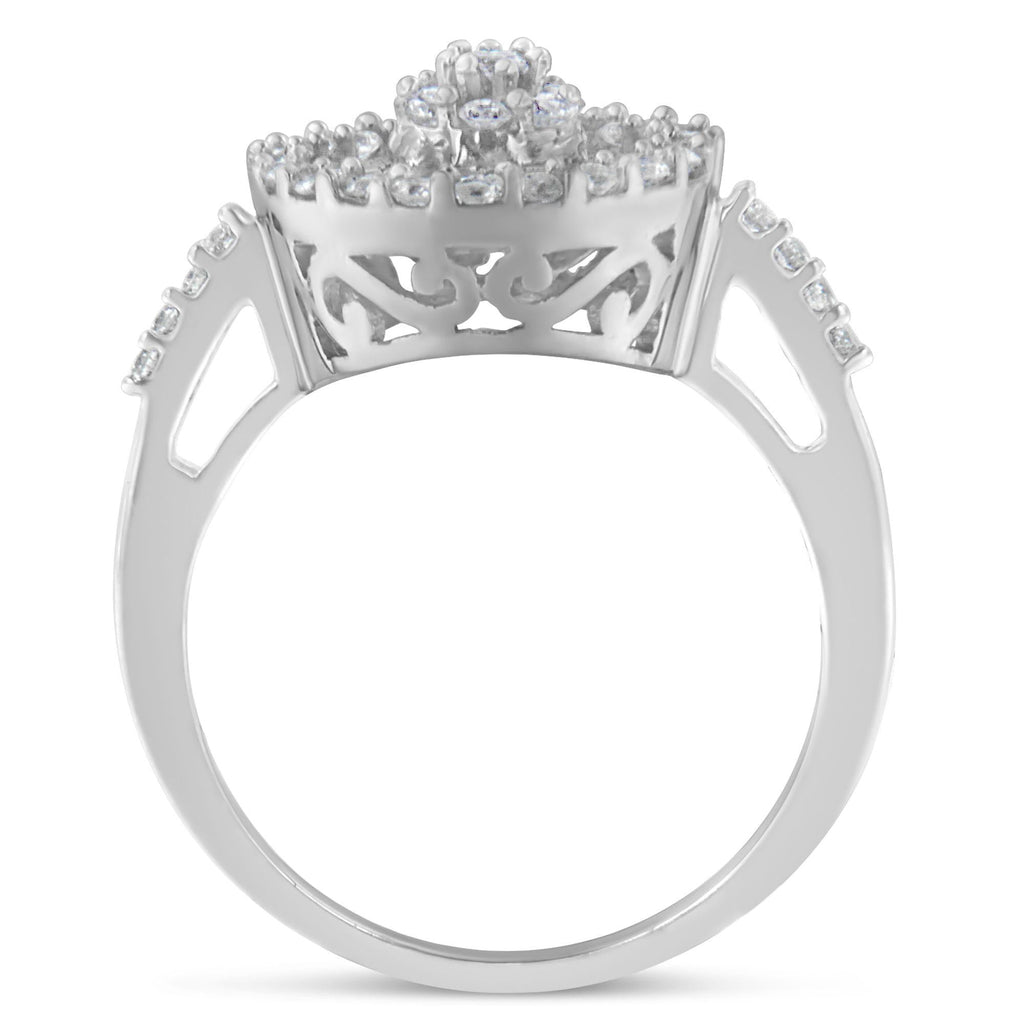 10KT White Gold Diamond Cocktail Ring (1 cttw, H-I Color, SI2-I1 Clarity) - Friggin Jewelry