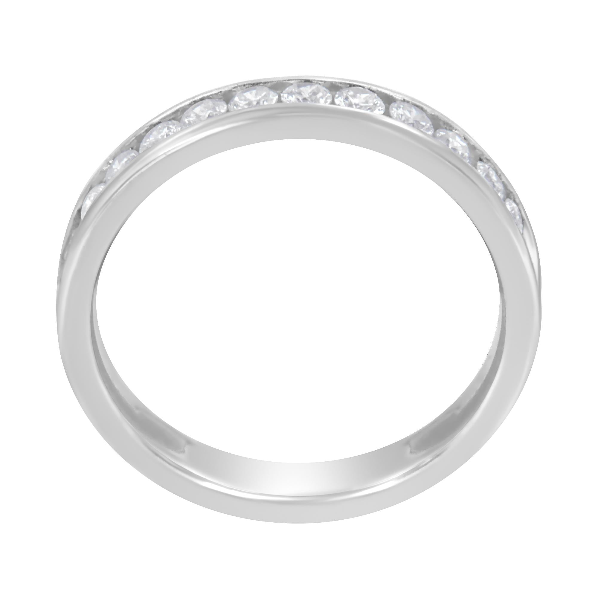 14K White Gold 1/2 cttw Diamond Band Ring (I-J Color, I2-I3 Clarity) - Friggin Jewelry