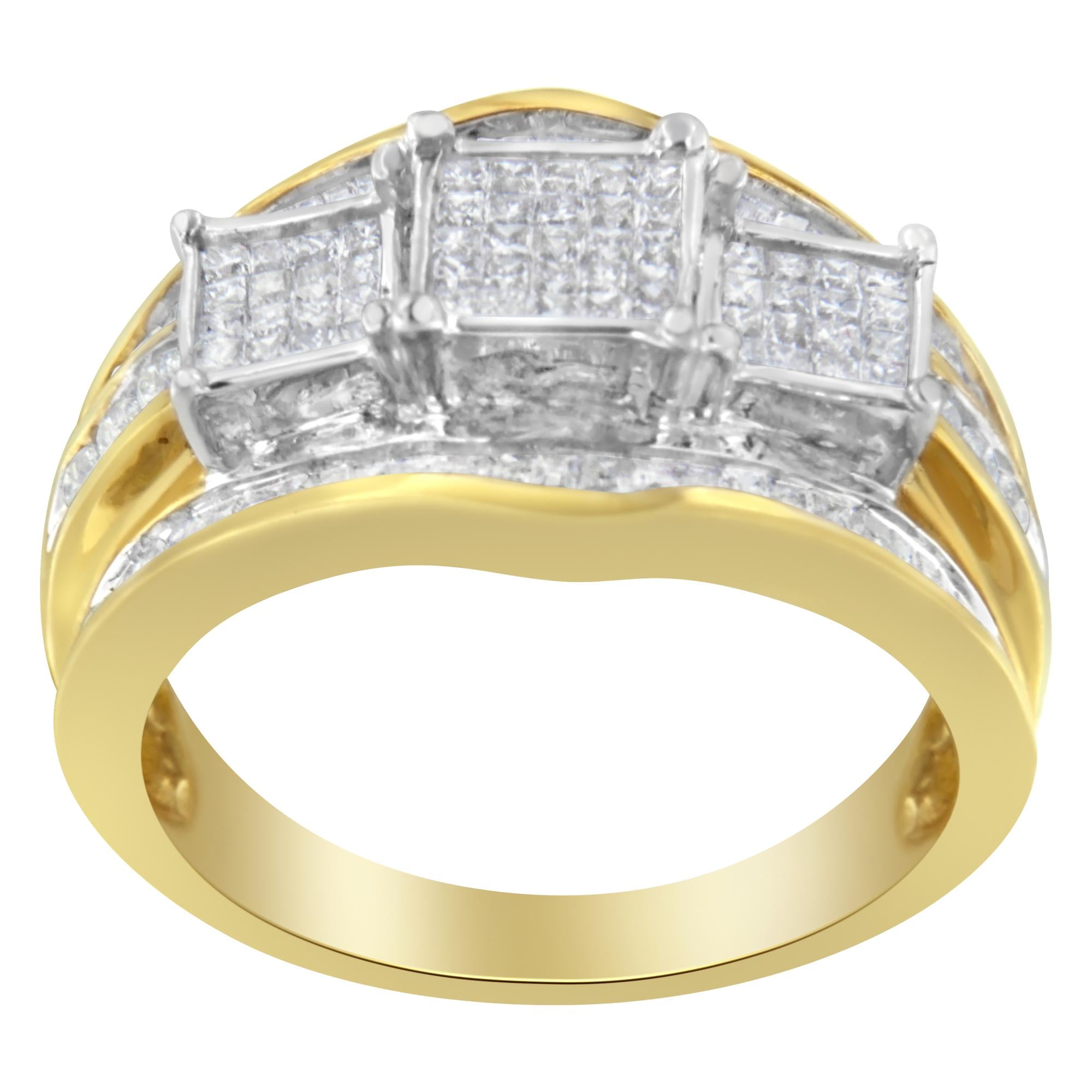 Anello in oro bicolore 10 carati con diamanti (1 carato, colore HI, purezza SI1-SI2) - Friggin Jewelry