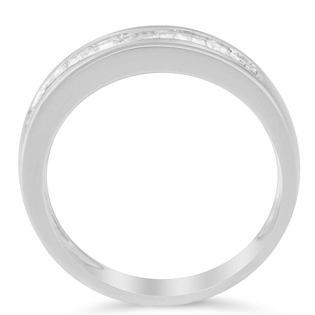 .925 Sterling Silver 1/3 Cttw Baguette Cut Diamond Channel Set Stackable Wedding Ring - Friggin Jewelry
