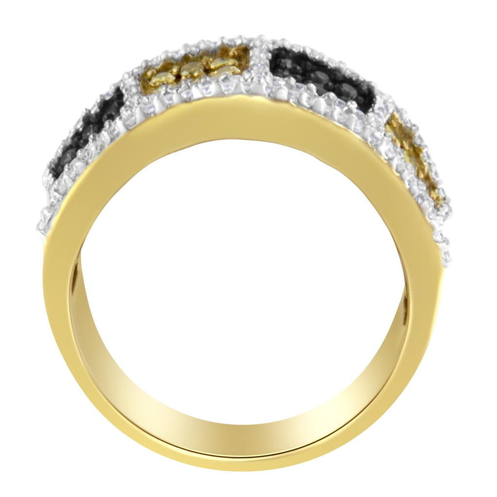 Anillo de oro amarillo de 14 kt con diamantes champán, amarillos y redondos (1 1/2 ct, color HI, claridad I1-I2) - Friggin Jewelry