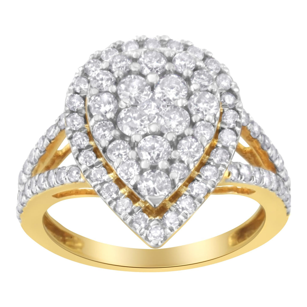 Anello con diamanti a grappolo in argento sterling placcato giallo da 2 micron (1 1/2 cttw, colore JK, purezza I1-I2) - Friggin Jewelry