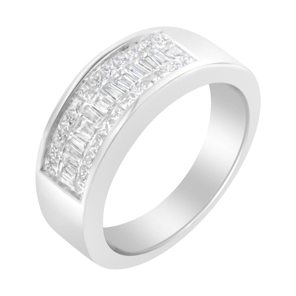 Anillo de oro blanco de 14 quilates con diamantes de talla princesa y baguette (1,0 quilates, color HI, claridad VS2-SI1) - Friggin Jewelry